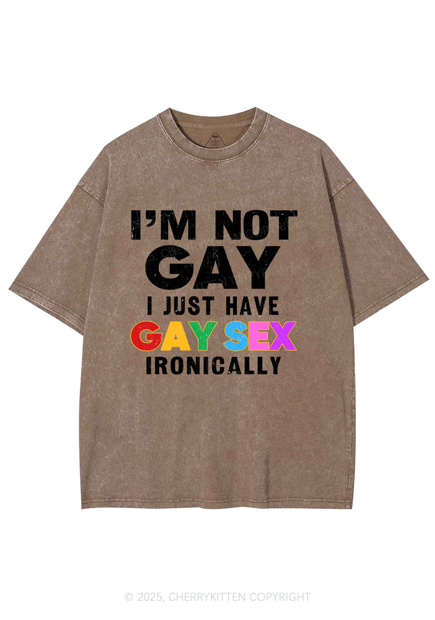 Gay Sx Ironically Pride Y2K Shirts Washed Tee Cherrykitten