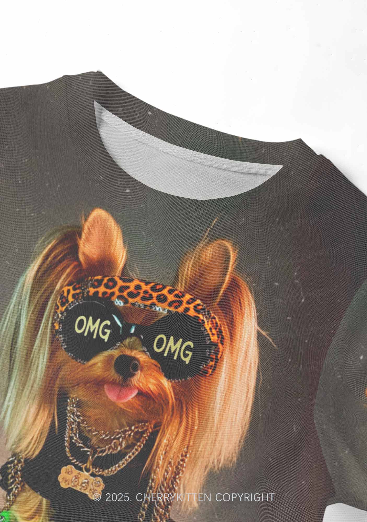 OMG Doggy Y2K Mesh Crop Top Cherrykitten