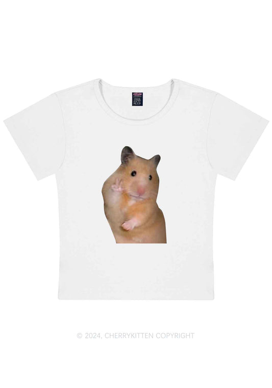 Peace Hamster Y2K Baby Tee Cherrykitten