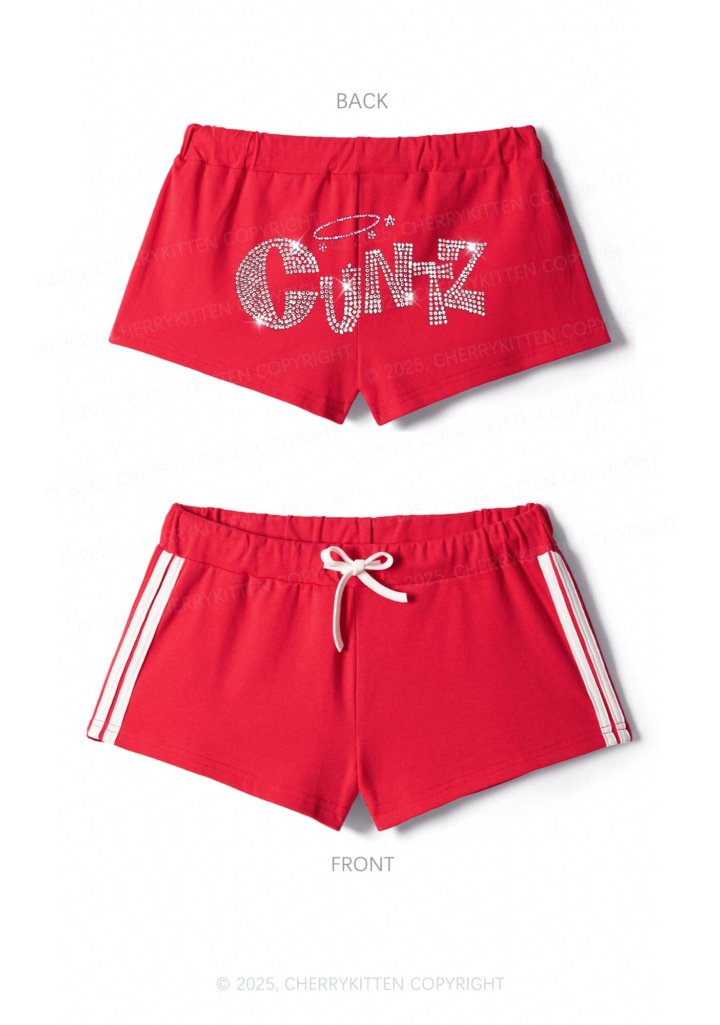 Rhinestone Cxntz Y2K Drawstring Mini Shorts Cherrykitten