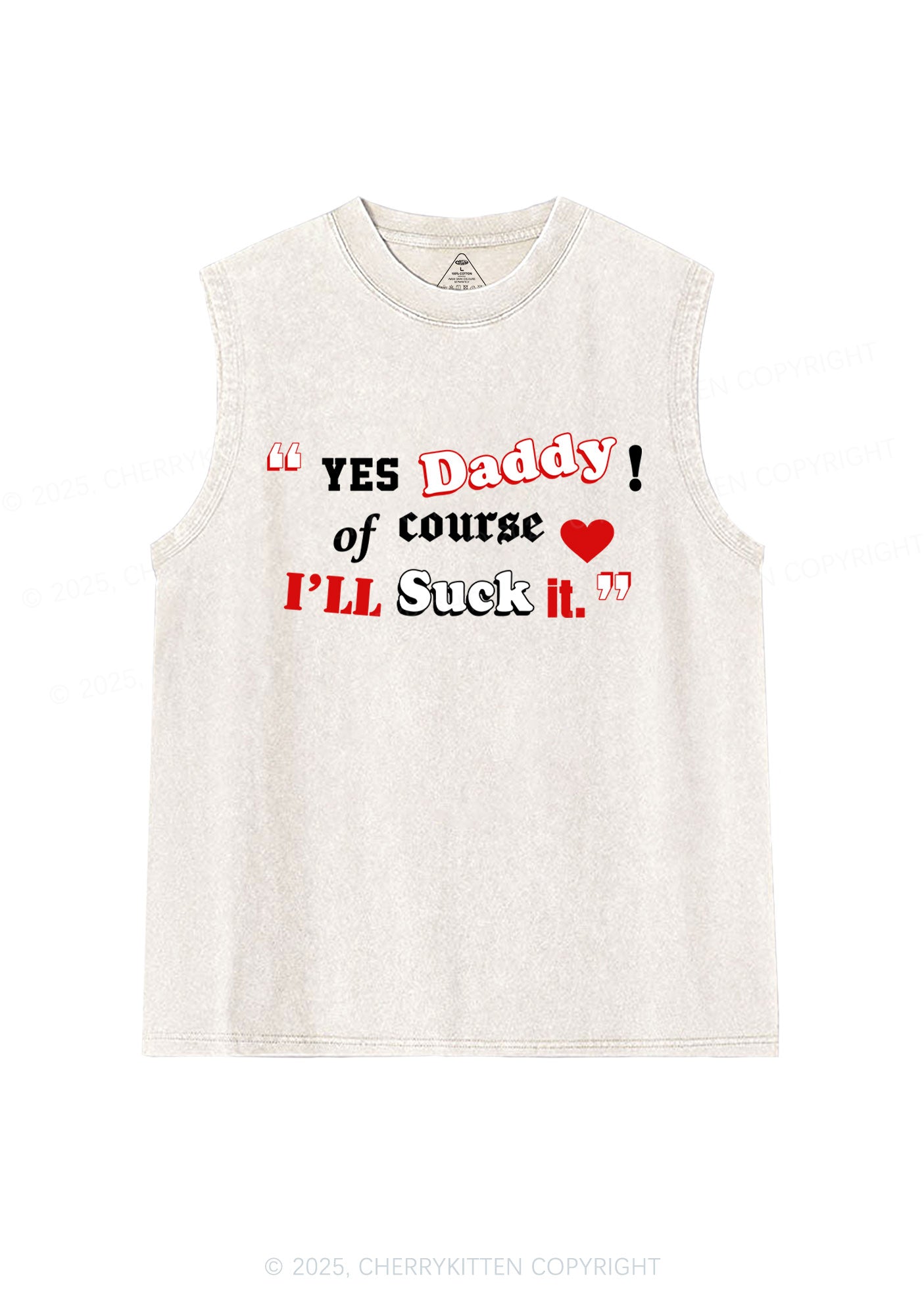 Daddy Suck It Y2K Washed Muscle Tank Cherrykitten