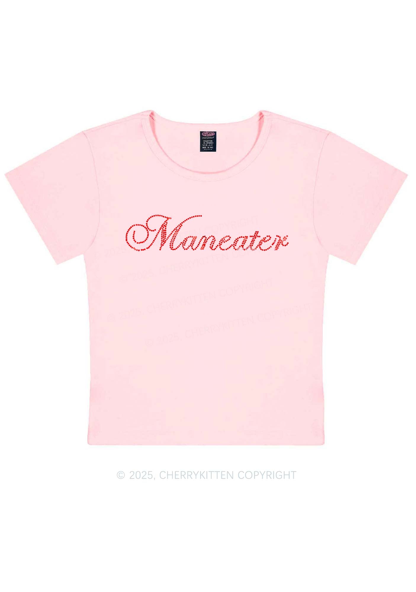 Rhinestone Maneater Y2K Baby Tee Cherrykitten
