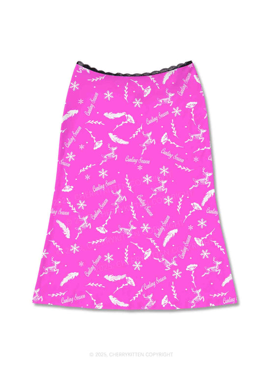 Christmas Cunting Season Y2K Print Midi Skirt Cherrykitten