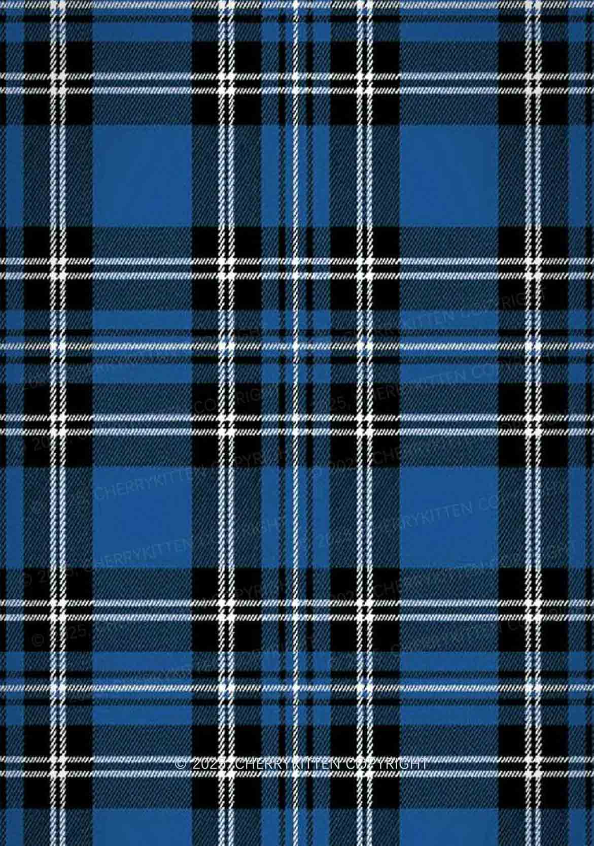 Blue Plaid Y2K Print Long Sleeve Pajama Set Cherrykitten