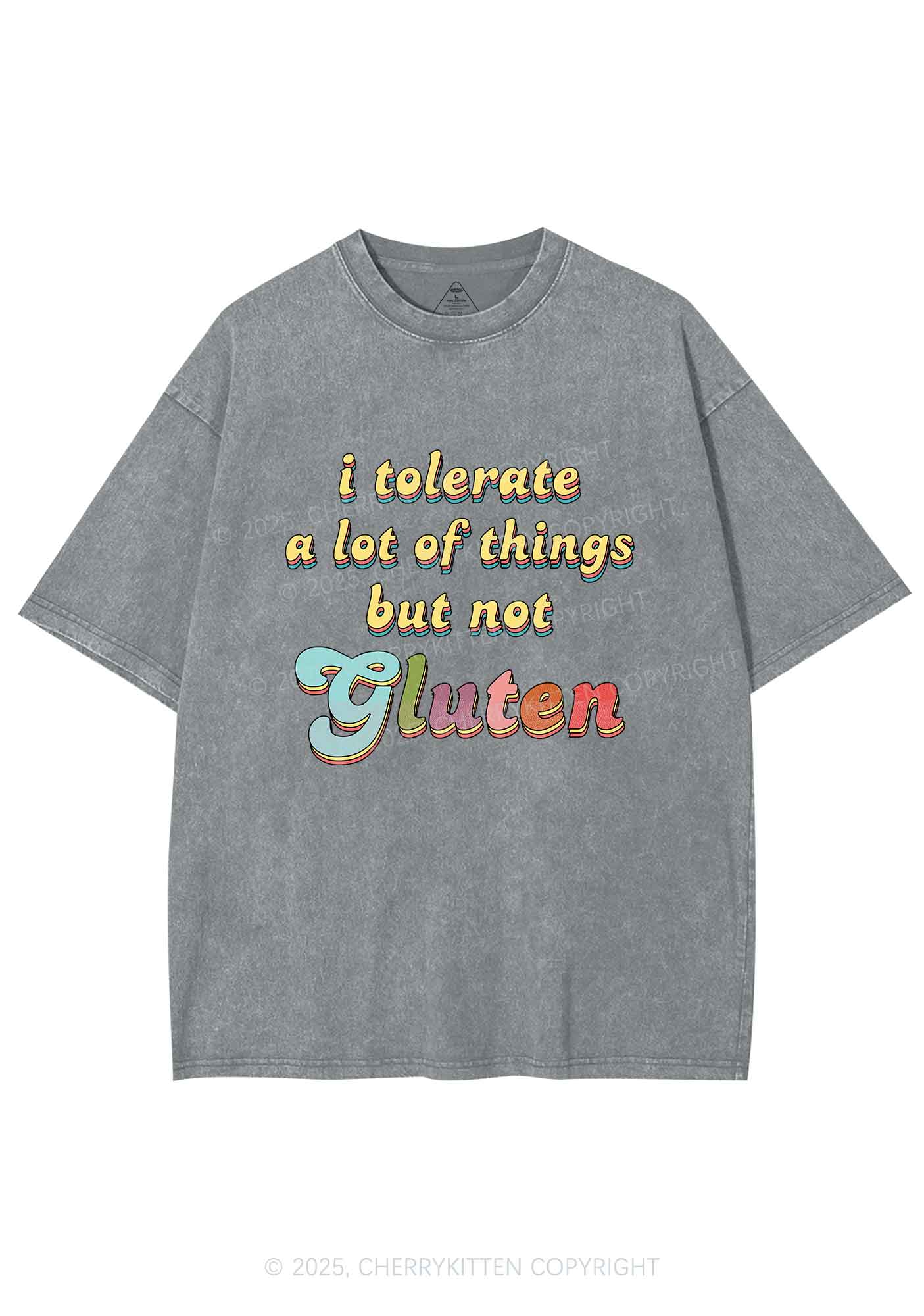 Tolerate Gluten Y2K Shirts Washed Tee Cherrykitten