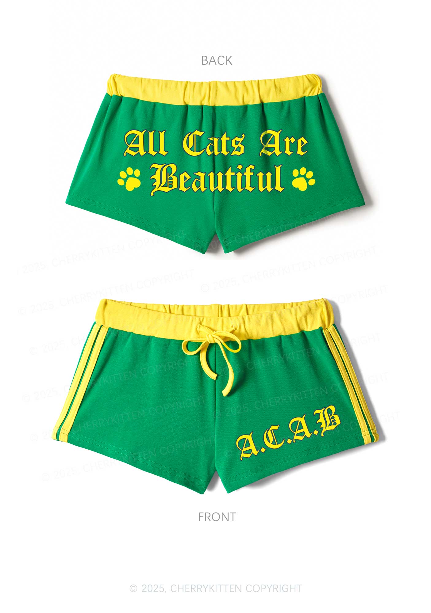 ACAB Cats Y2K Drawstring Mini Shorts Cherrykitten