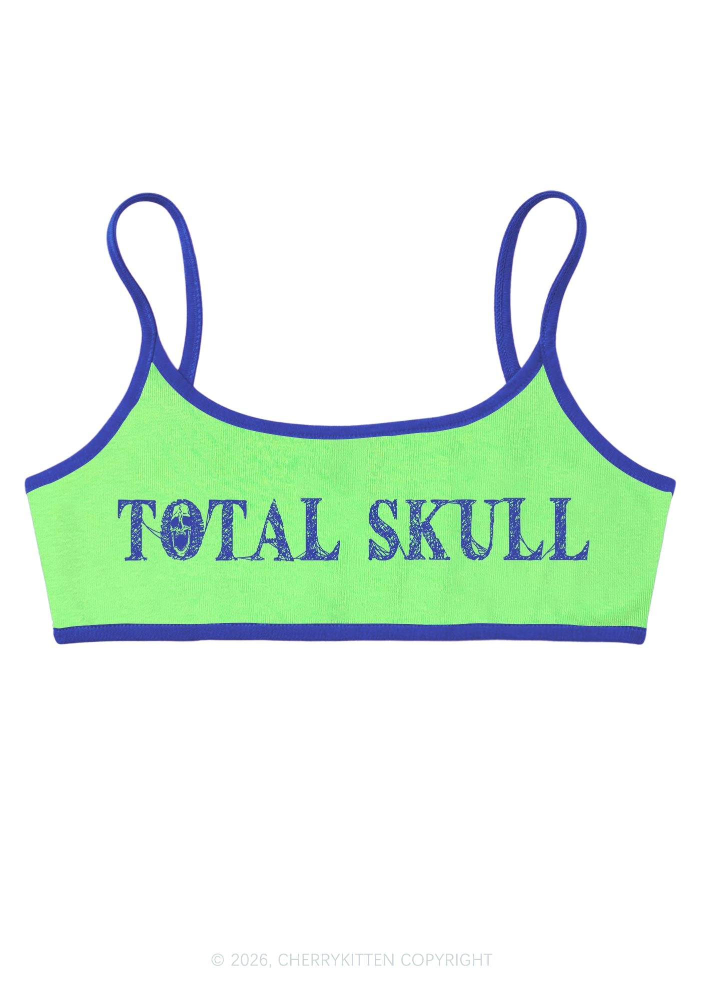 Halloween Total Skull Y2K Super Crop Cami Cherrykitten