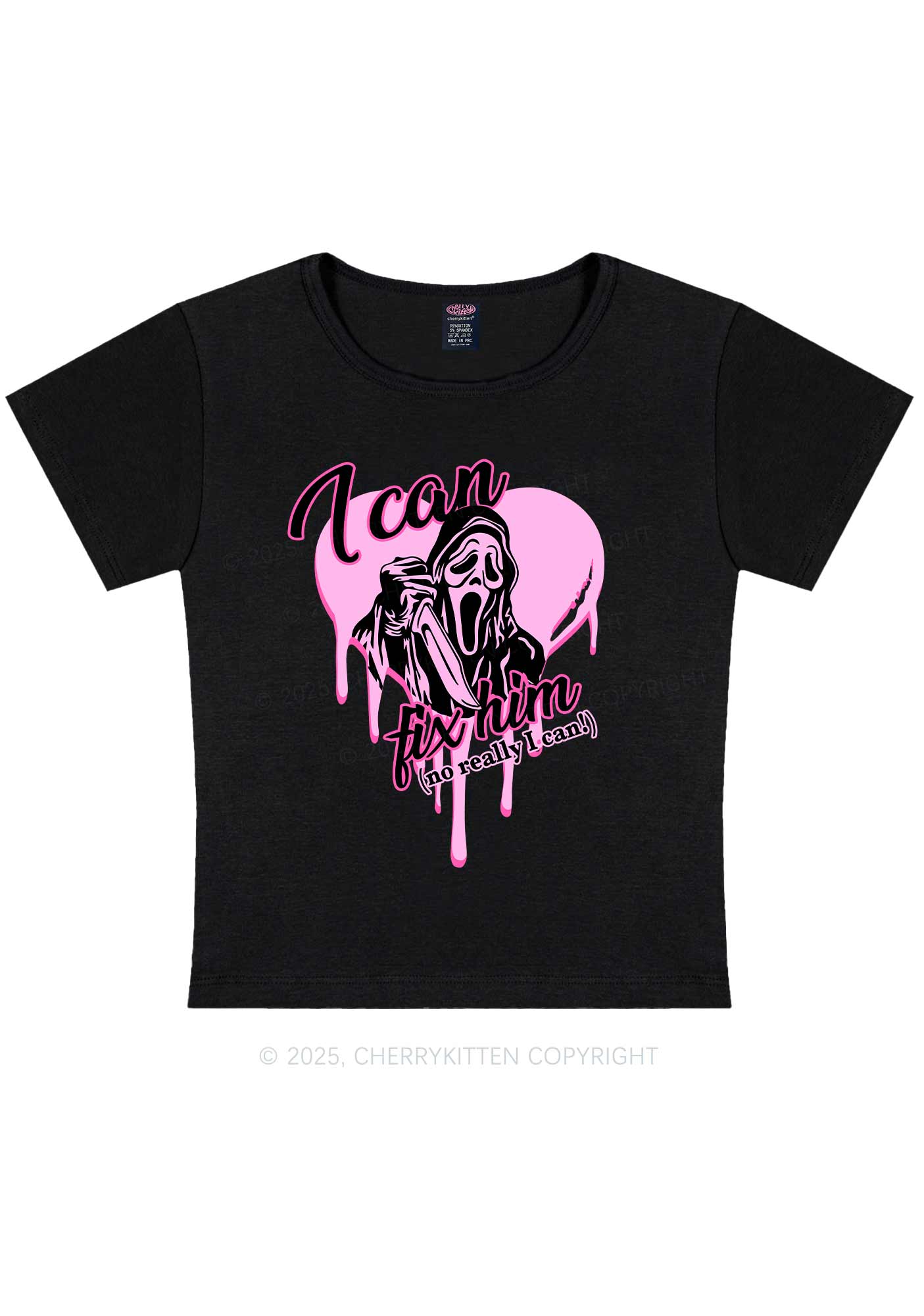 Halloween Ghost Fix Him Y2K Baby Tee Cherrykitten