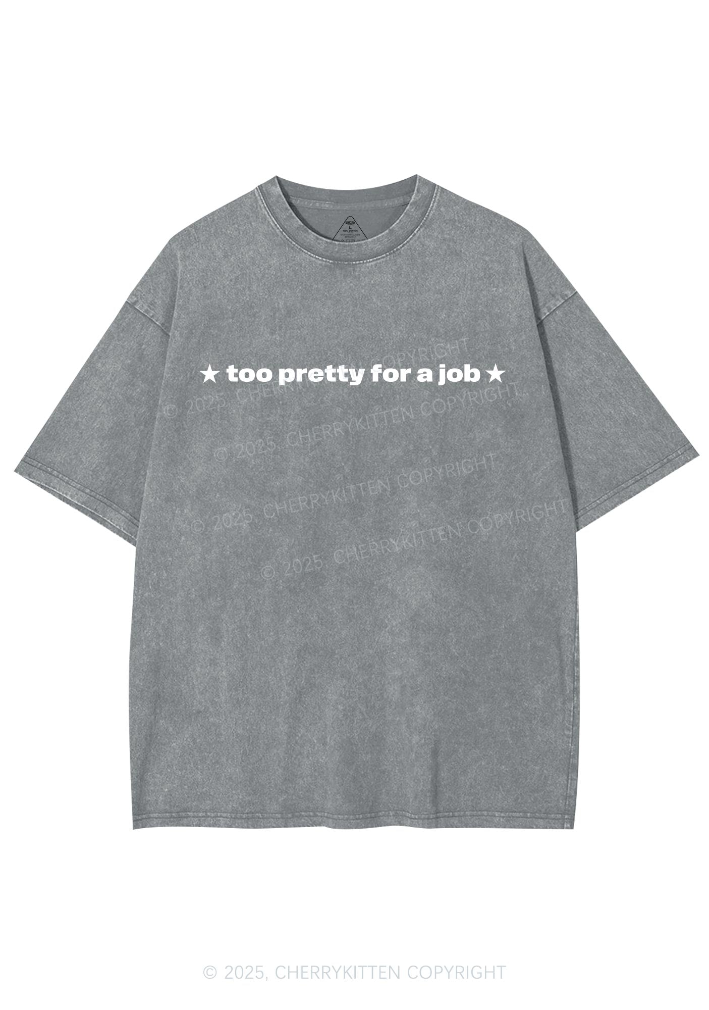 Too Pretty For Job Y2K Shirts Washed Tee Cherrykitten