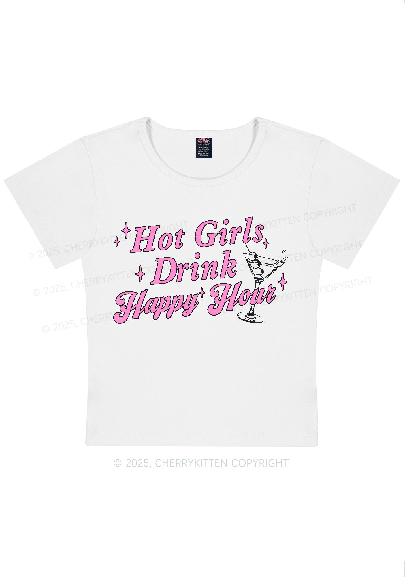 Hot Girls Drink Happy Hour Y2K Baby Tee Cherrykitten