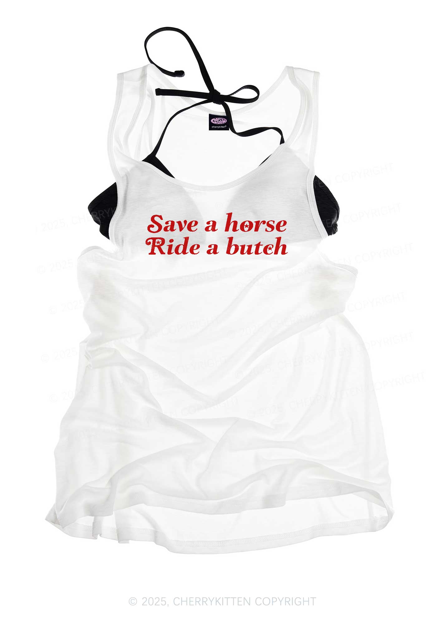 Save Horse Ride Butch Pride Y2K Sheer Boyfriend Tank Cherrykitten