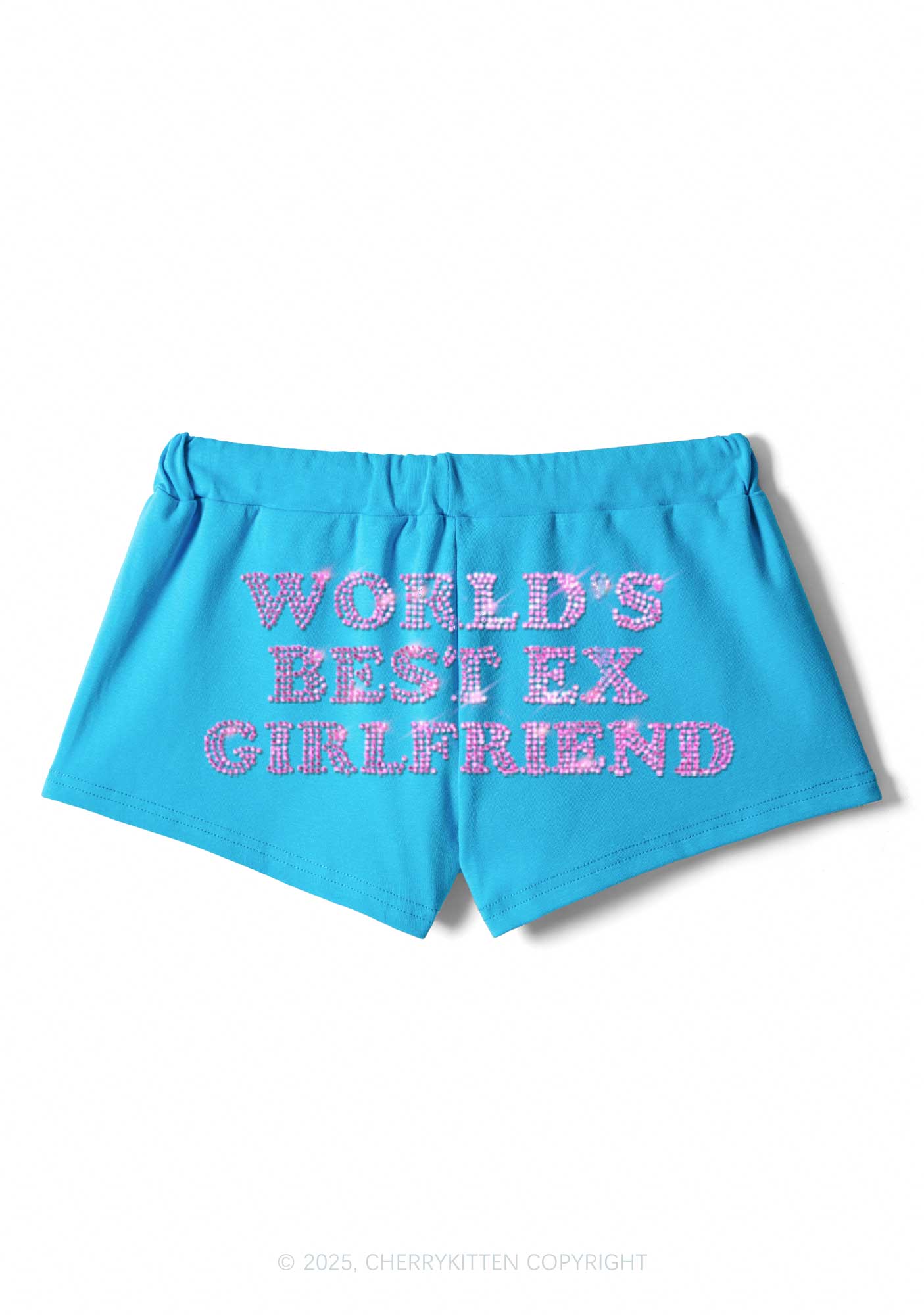 Rhinestone Best Ex Girlfriend Y2K Drawstring Mini Shorts Cherrykitten