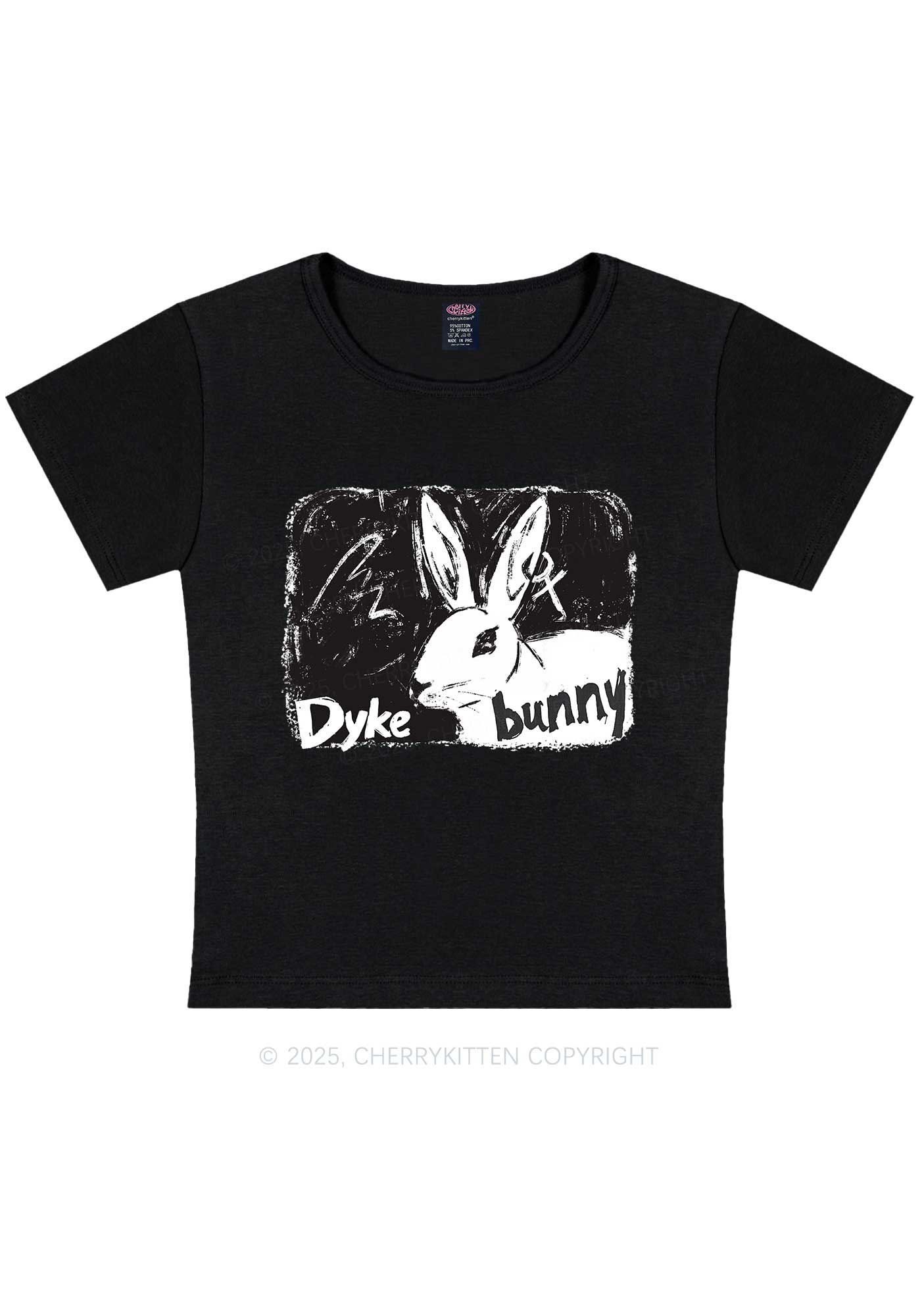 Dyke Bunny Y2K Baby Tee Cherrykitten