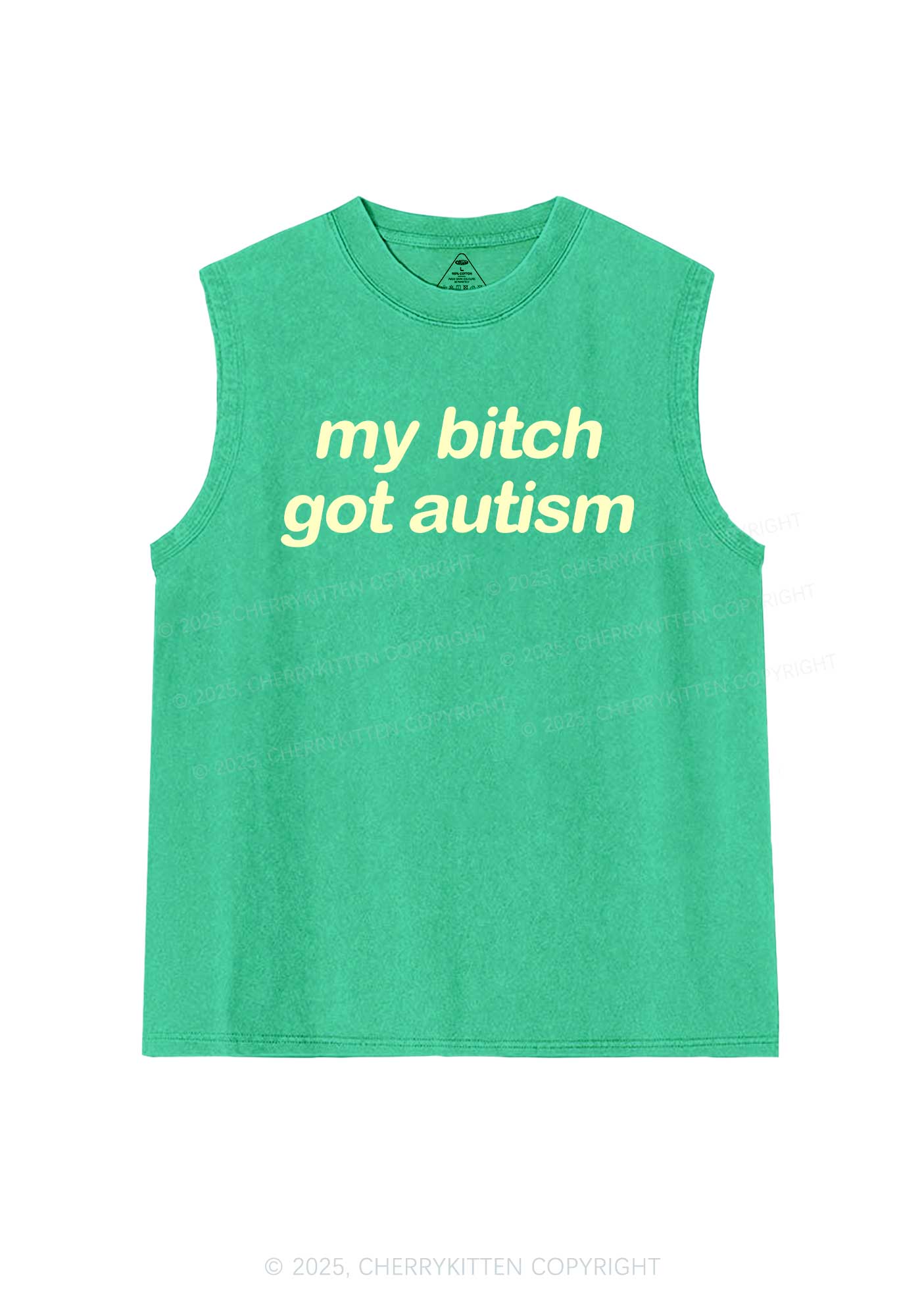 My Bxxch Got Autism Y2K Washed Muscle Tank Cherrykitten