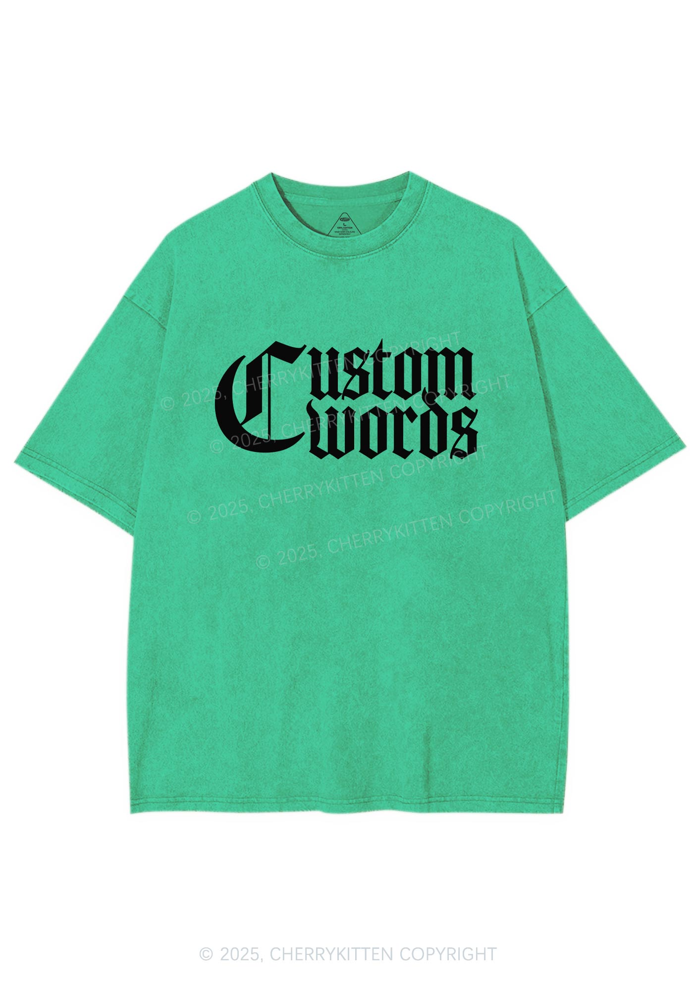Custom Text Gothic Font Y2K Shirts Washed Tee Cherrykitten