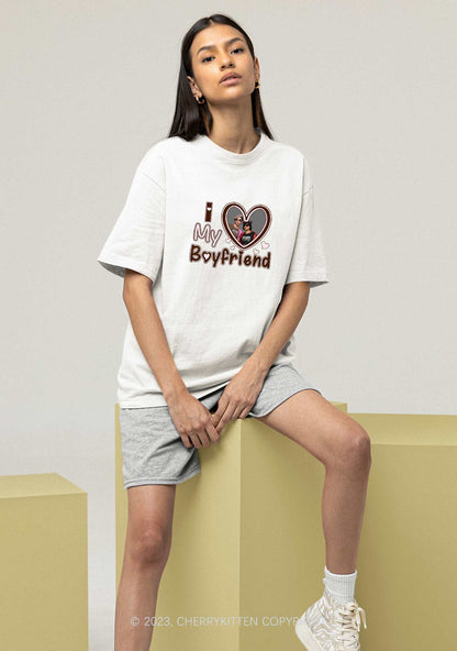 Custom Boyfriend&Girlfriend Brown Heart Chunky Shirt