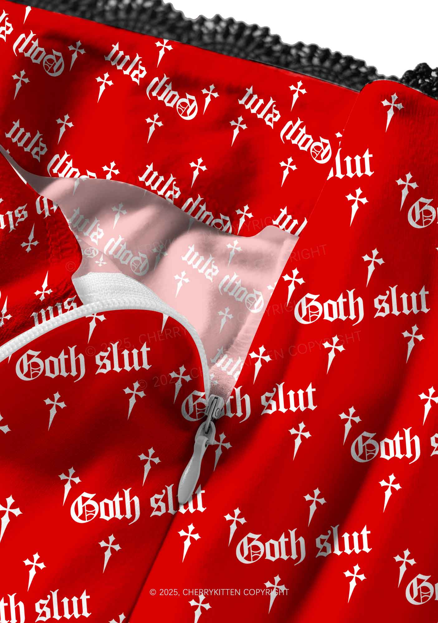 Halloween Goth Slxt Y2K Print Midi Skirt Cherrykitten