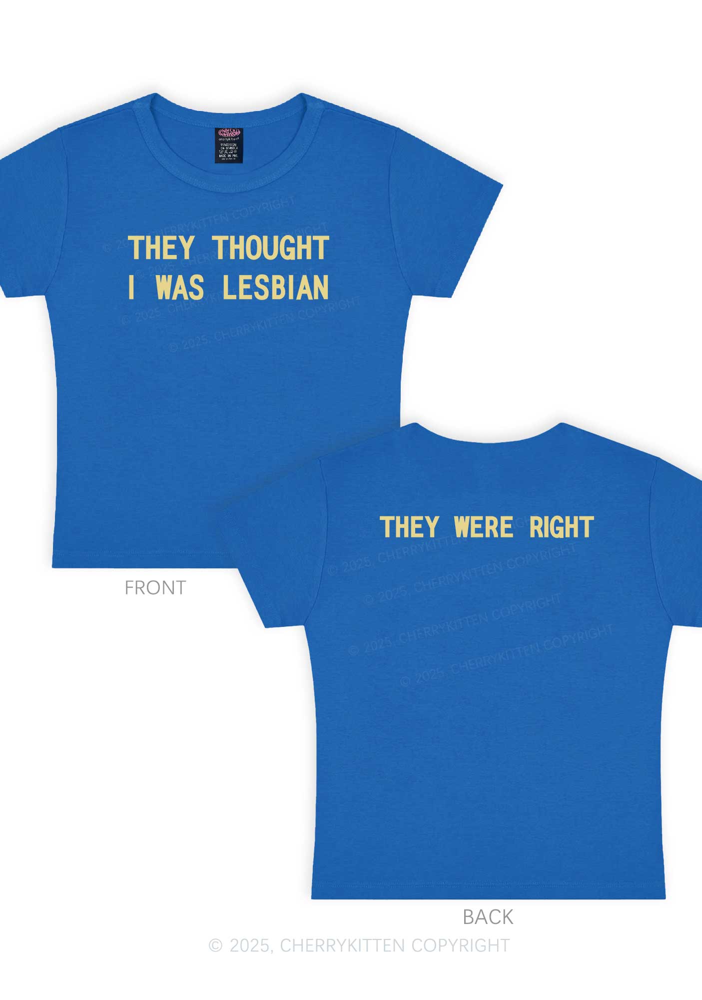 I Was Lesbian Two Sides Pride Y2K Baby Tee Cherrykitten