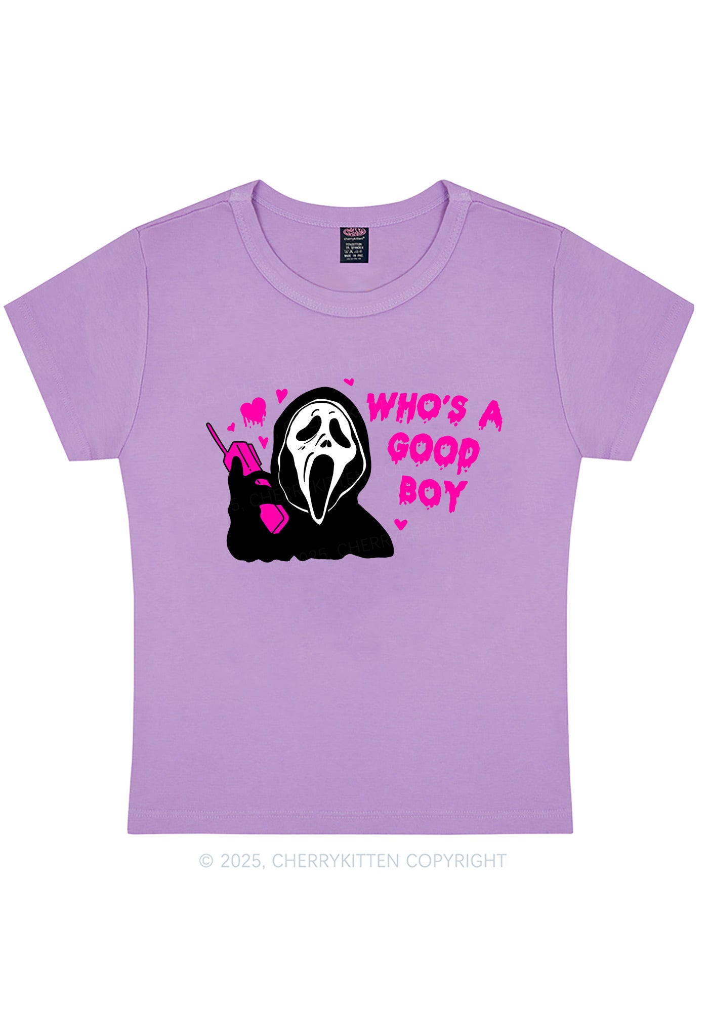 Halloween Whos Good Boy Y2K Baby Tee Cherrykitten