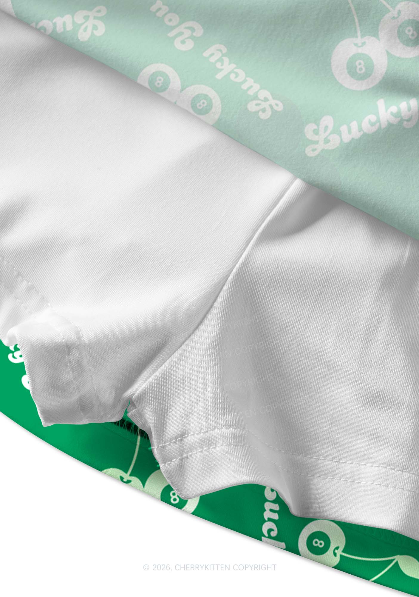 Lucky You Green Cherry St Patricks Y2K Print Mini Skirt Cherrykitten