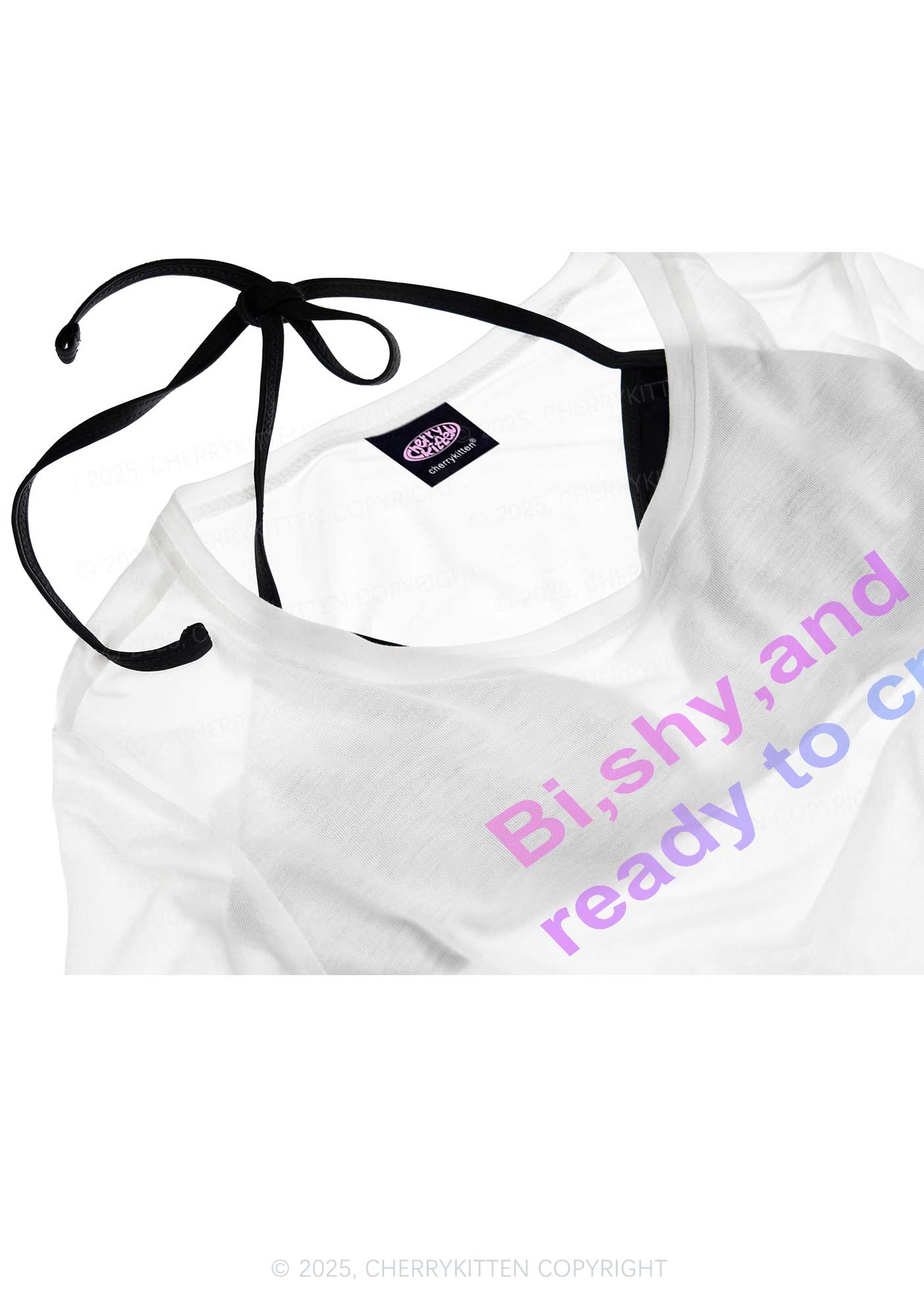 Bi Shy And Ready To Cry Pride Y2K Sheer Boyfriend Tee Cherrykitten