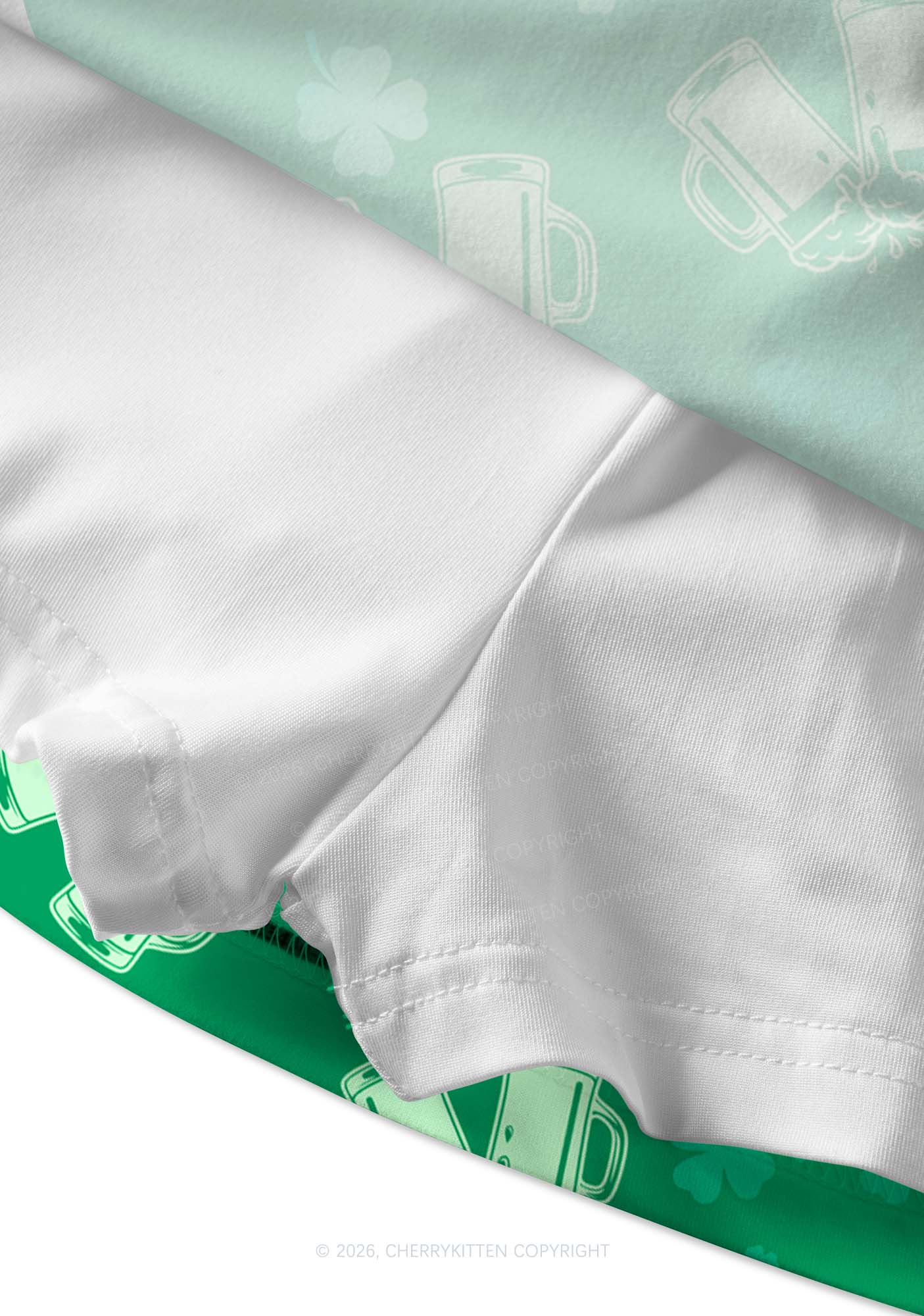 Green Beer Clover St Patricks Y2K Print Mini Skirt Cherrykitten