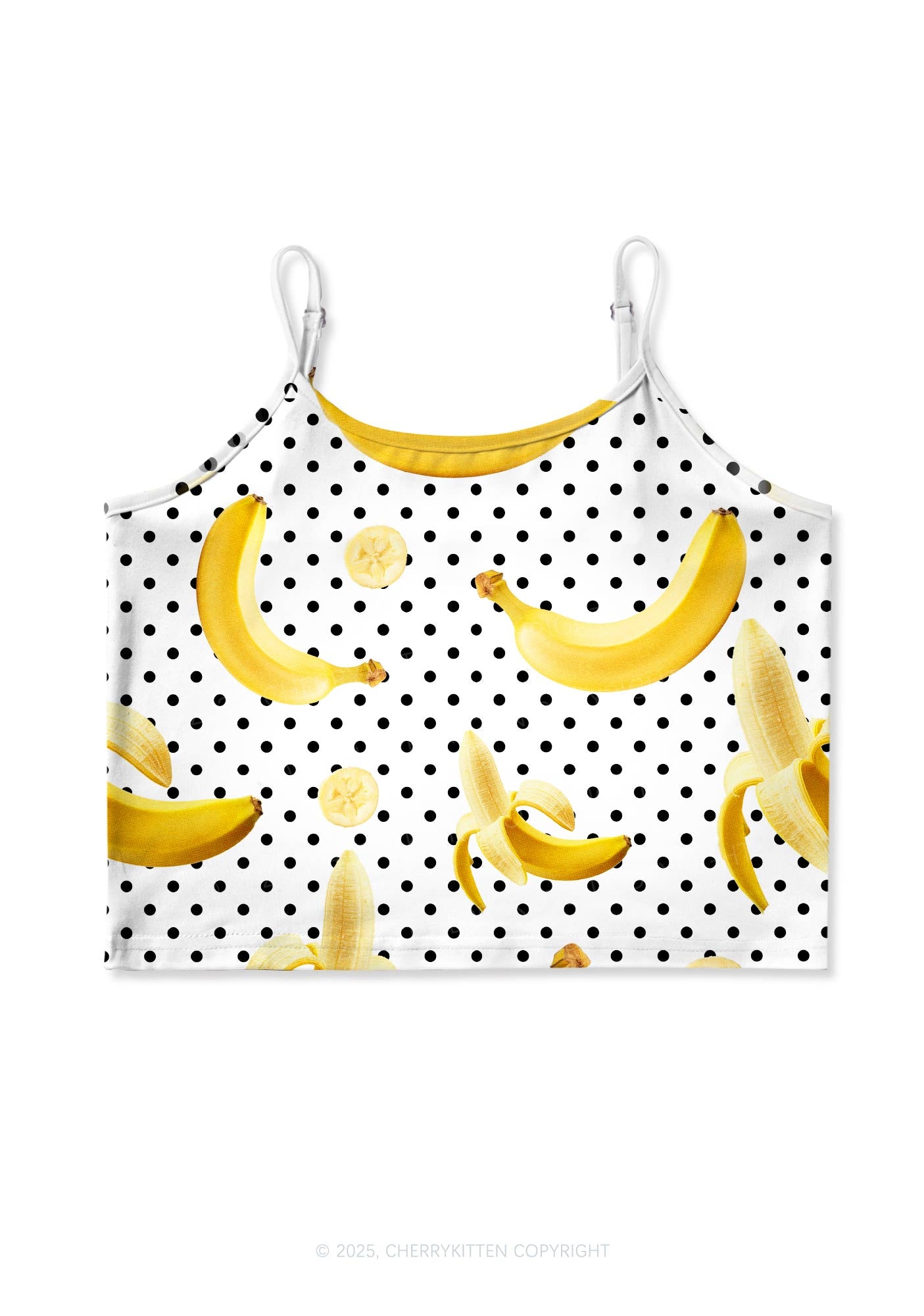 Yellow Banana Y2K Print Cami Crop Top Cherrykitten