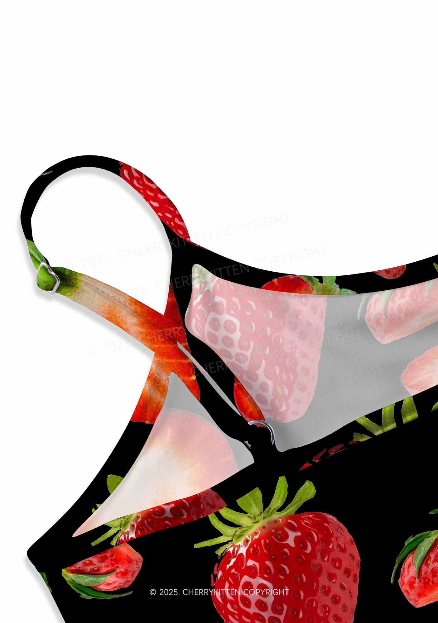 Black Strawberry Y2K Print Slip Dress Cherrykitten