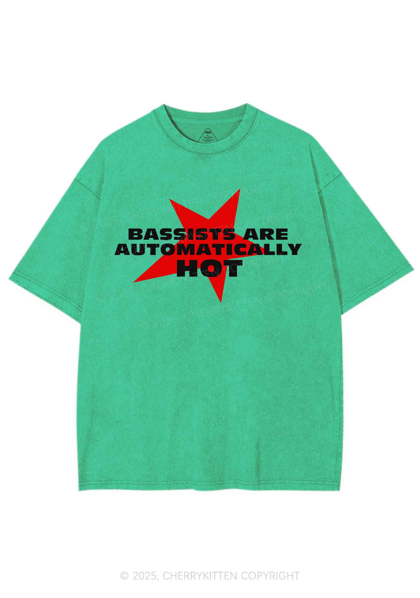 Bassists Are Automatically Hot Y2K Shirts Washed Tee Cherrykitten