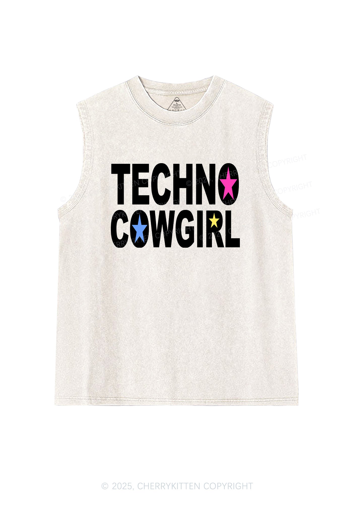 Techno Cowgirl Y2K Washed Muscle Tank Cherrykitten