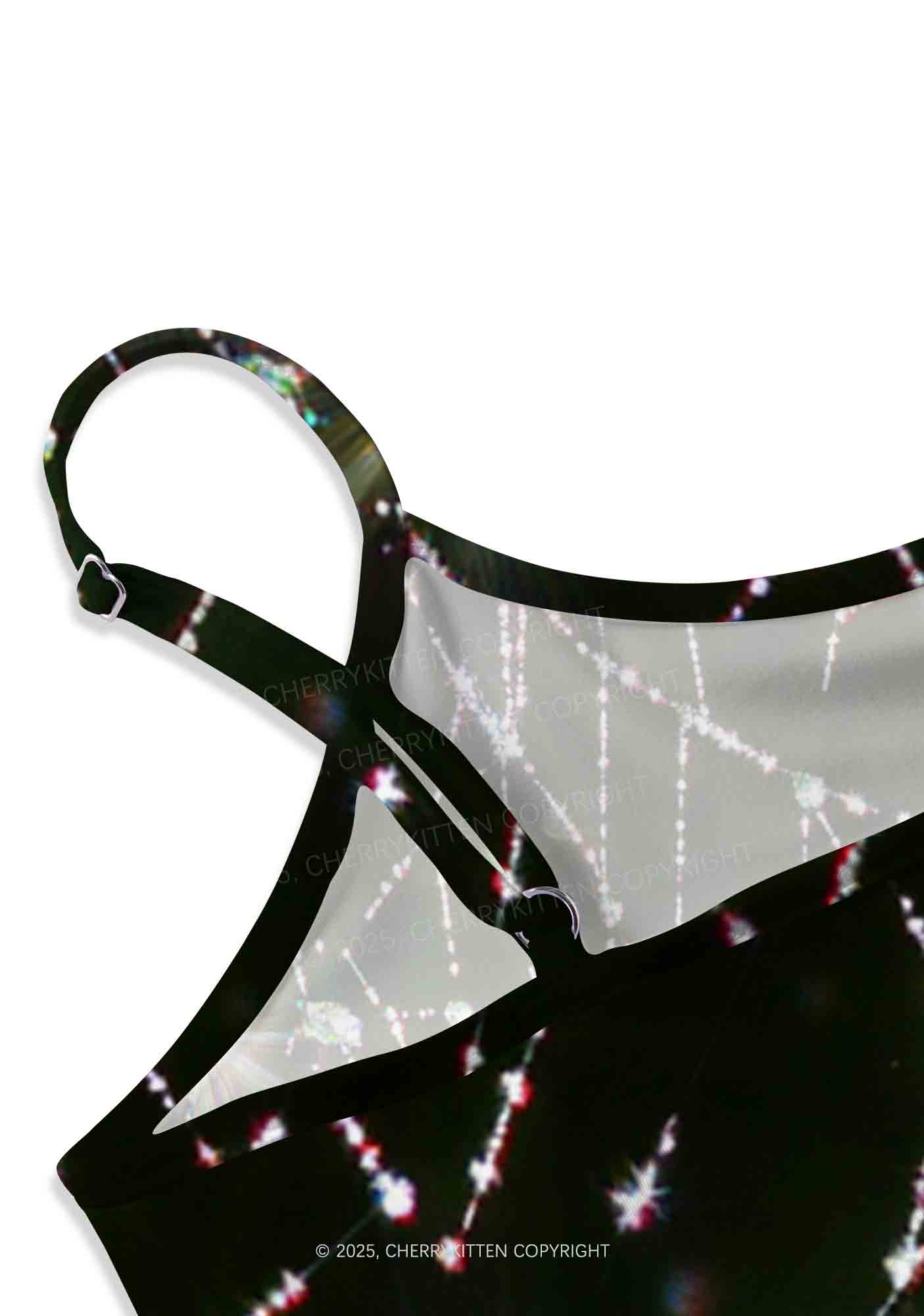 Dew Web Y2K Print Cami Crop Top Cherrykitten