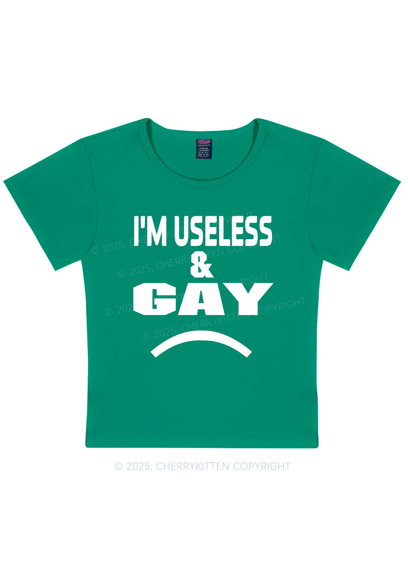 Useless Gay Pride Y2K Baby Tee Cherrykitten