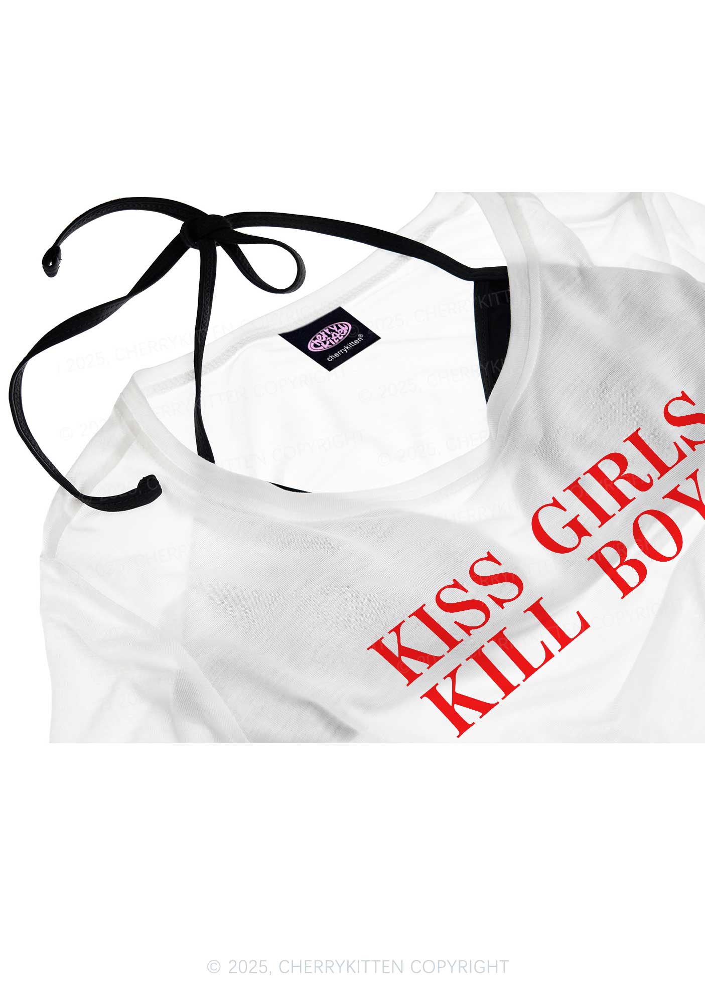 Kiss Girls Pride Y2K Sheer Crop Tee Cherrykitten