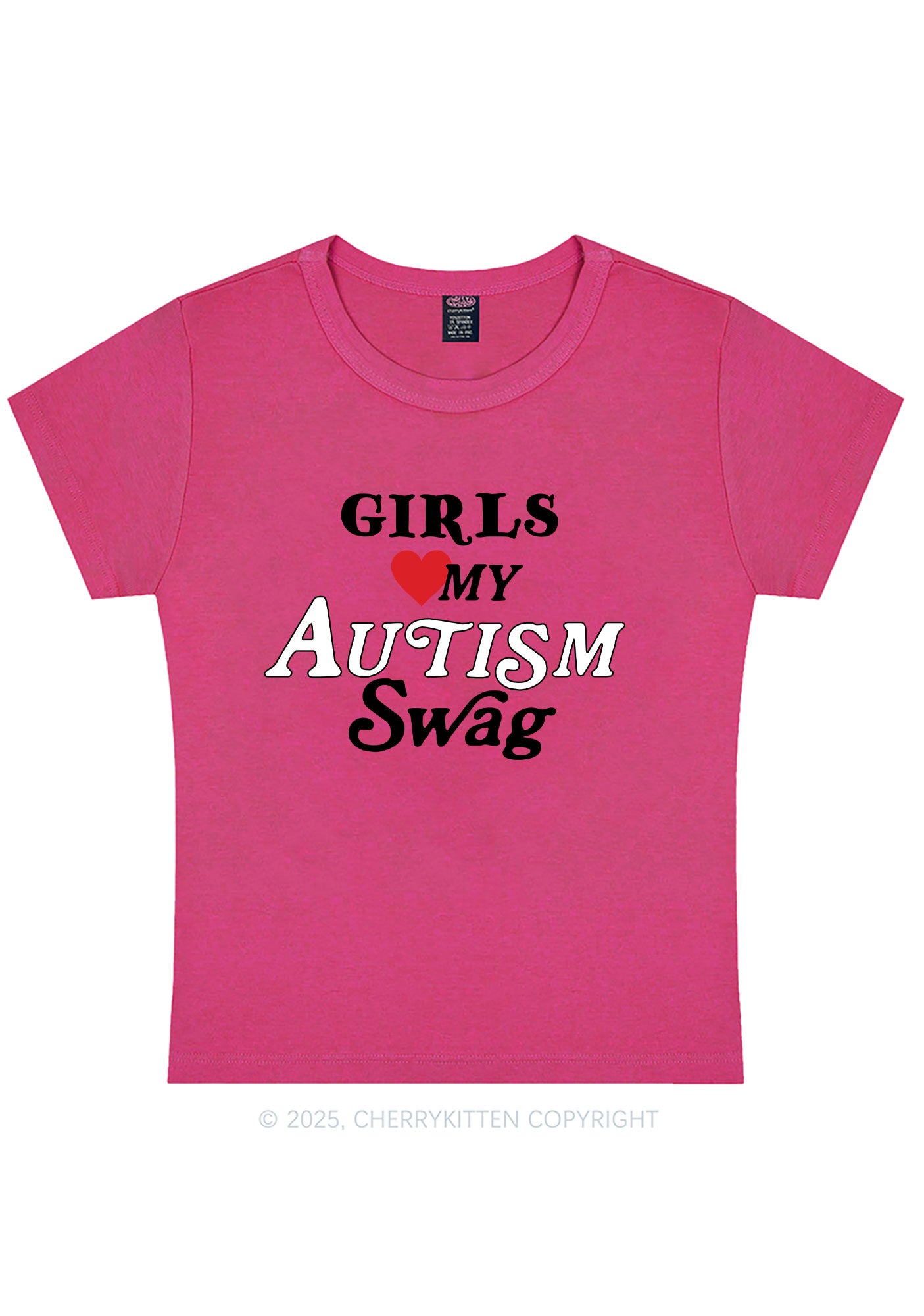 Girls Love Autism Swag Y2K Baby Tee Cherrykitten