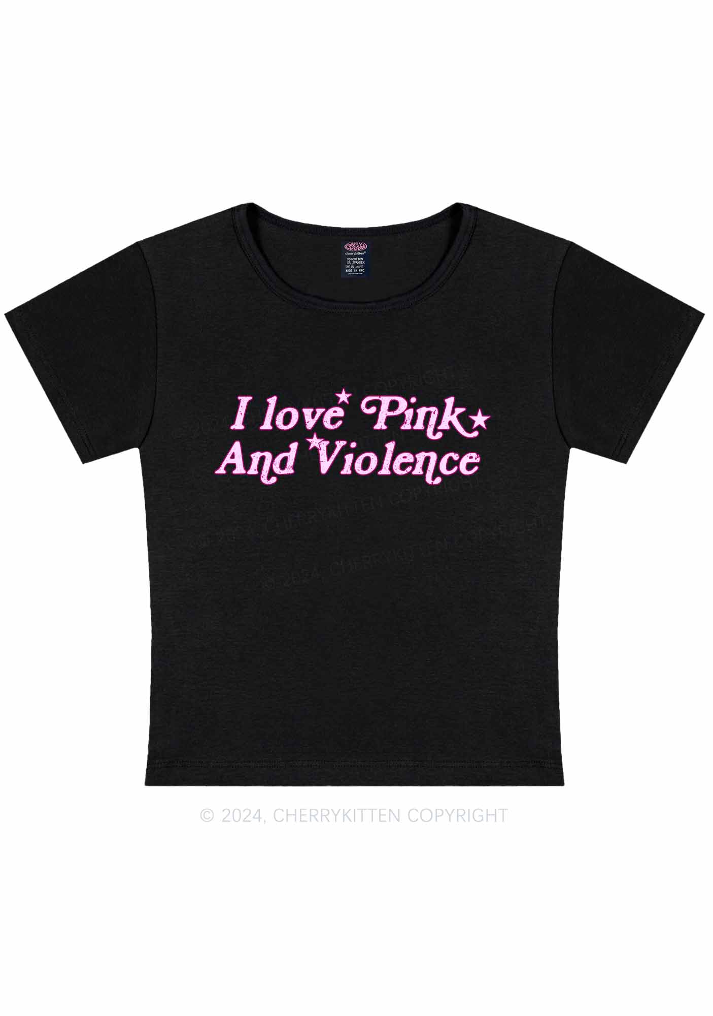 Curvy I Love Pink Y2K Baby Tee Cherrykitten