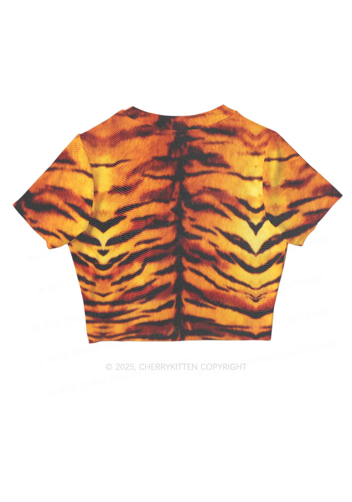 Wild Tiger Texture Y2K Mesh Crop Top Cherrykitten