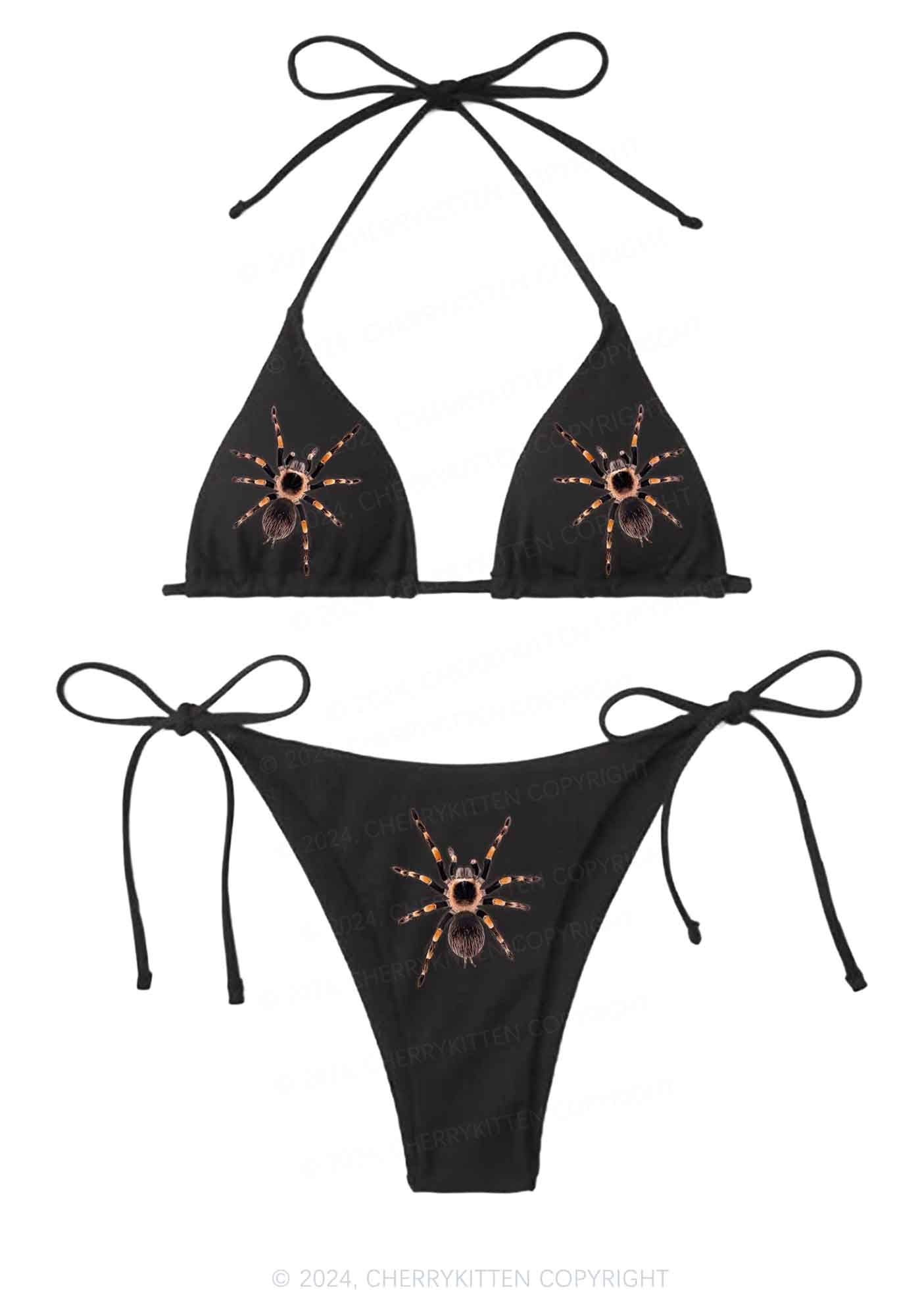 Mexican Red Knee Tarantula Y2K Halter Triangle Bikini Set Cherrykitten