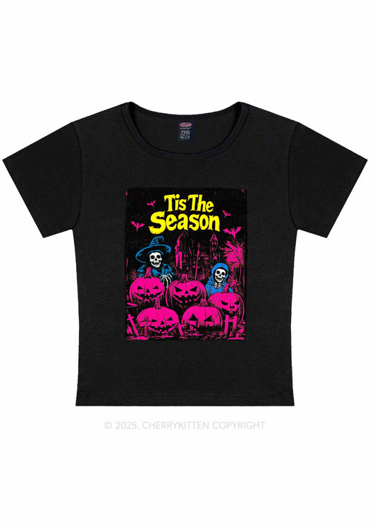Halloween Tis The Season Skull Y2K Baby Tee Cherrykitten