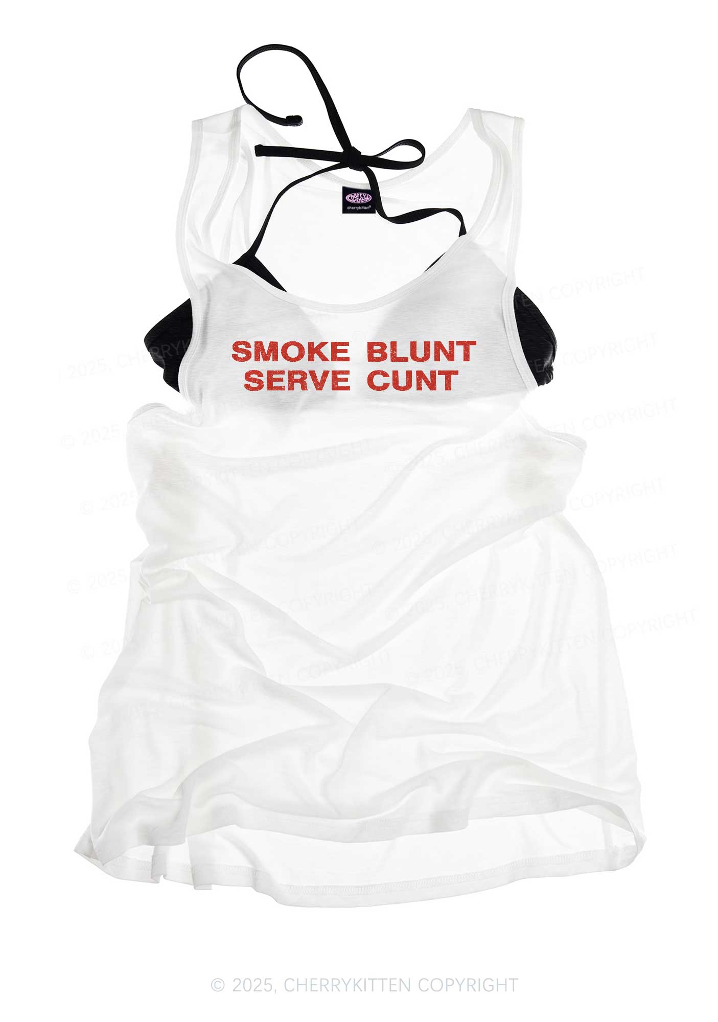 Smoke Blunt Y2K Sheer Boyfriend Tank Cherrykitten