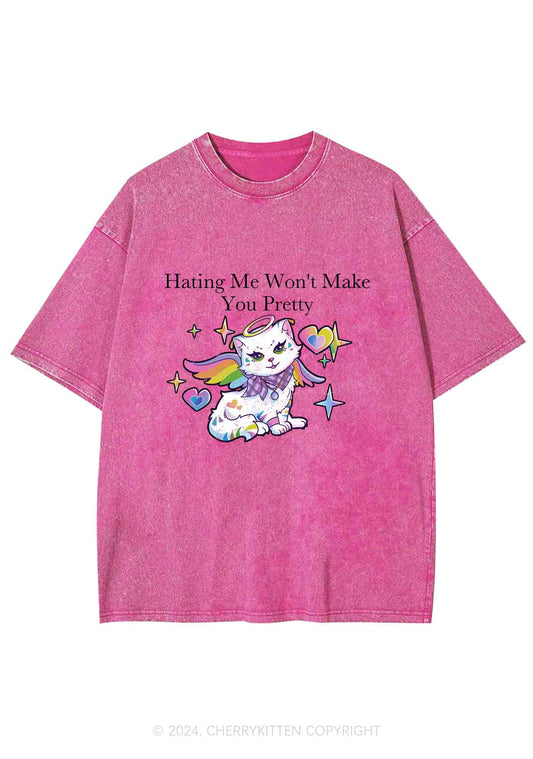Hating Me Won't Make You Pretty Y2K Washed Tee Cherrykitten