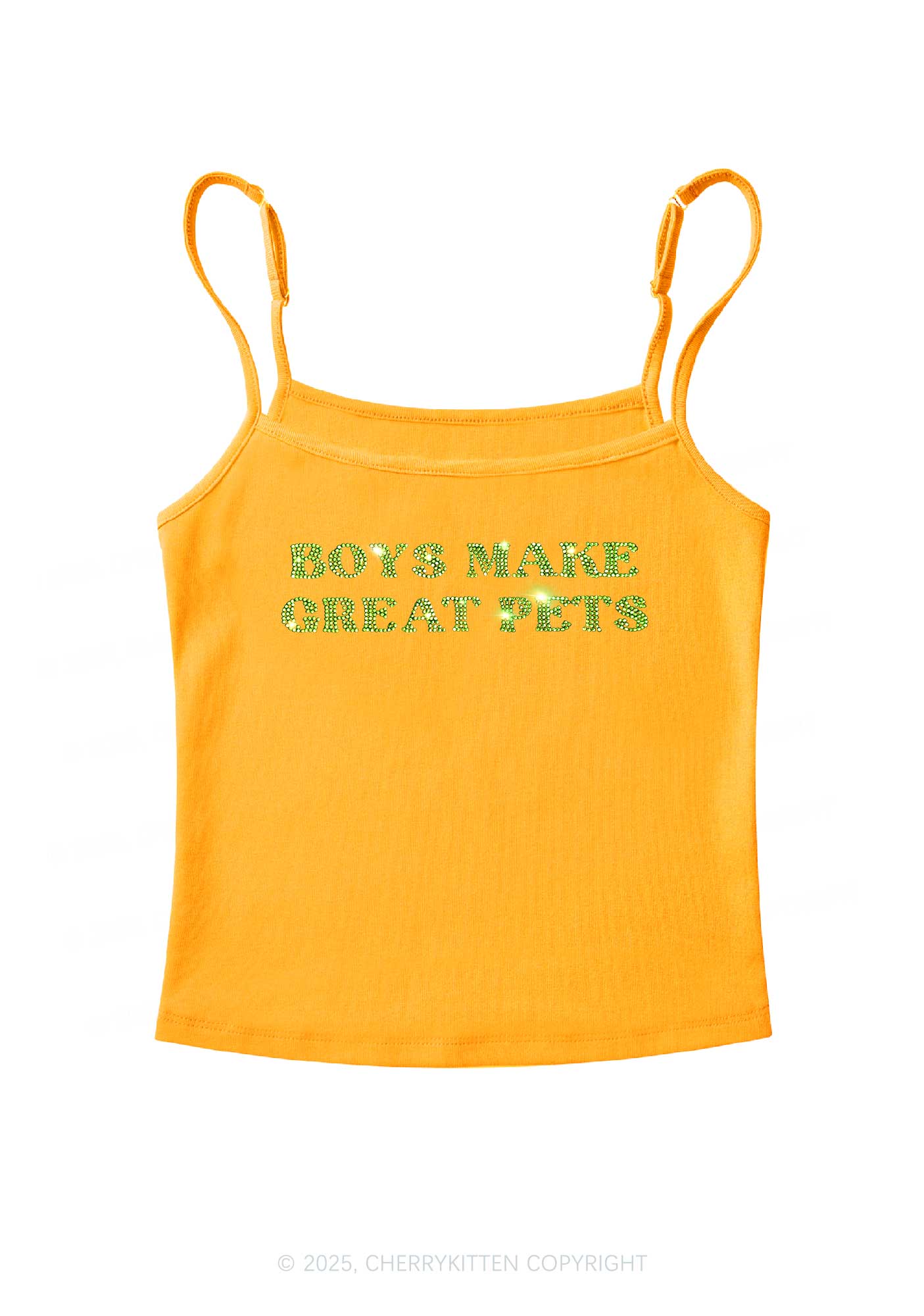 Rhinestone Boys Make Gr8 Pets Y2K Spaghetti Strap Cami Cherrykitten