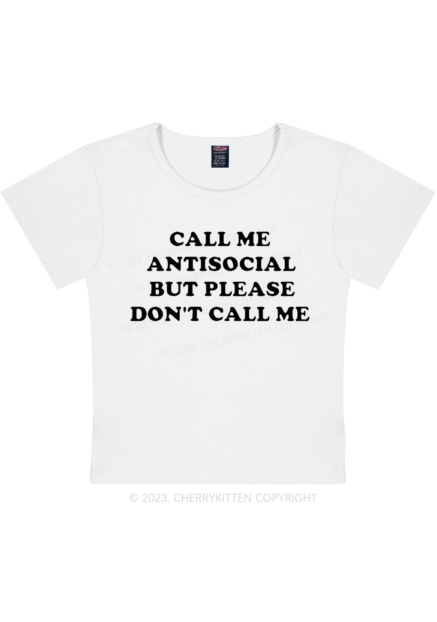 Curvy Call Me Antisocial Y2K Baby Tee Cherrykitten