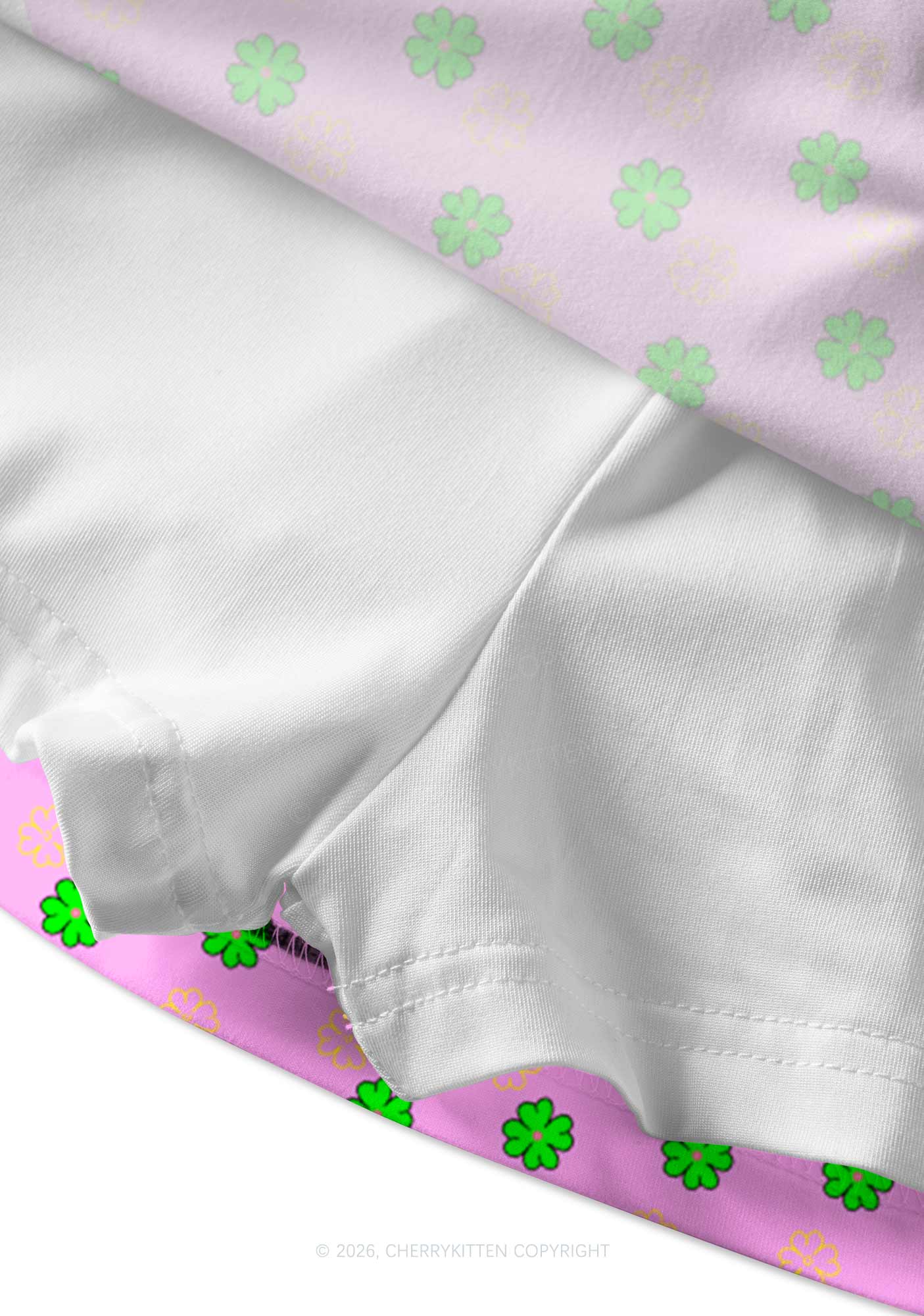 Clover On Pink St Patricks Y2K Print Mini Skirt Cherrykitten