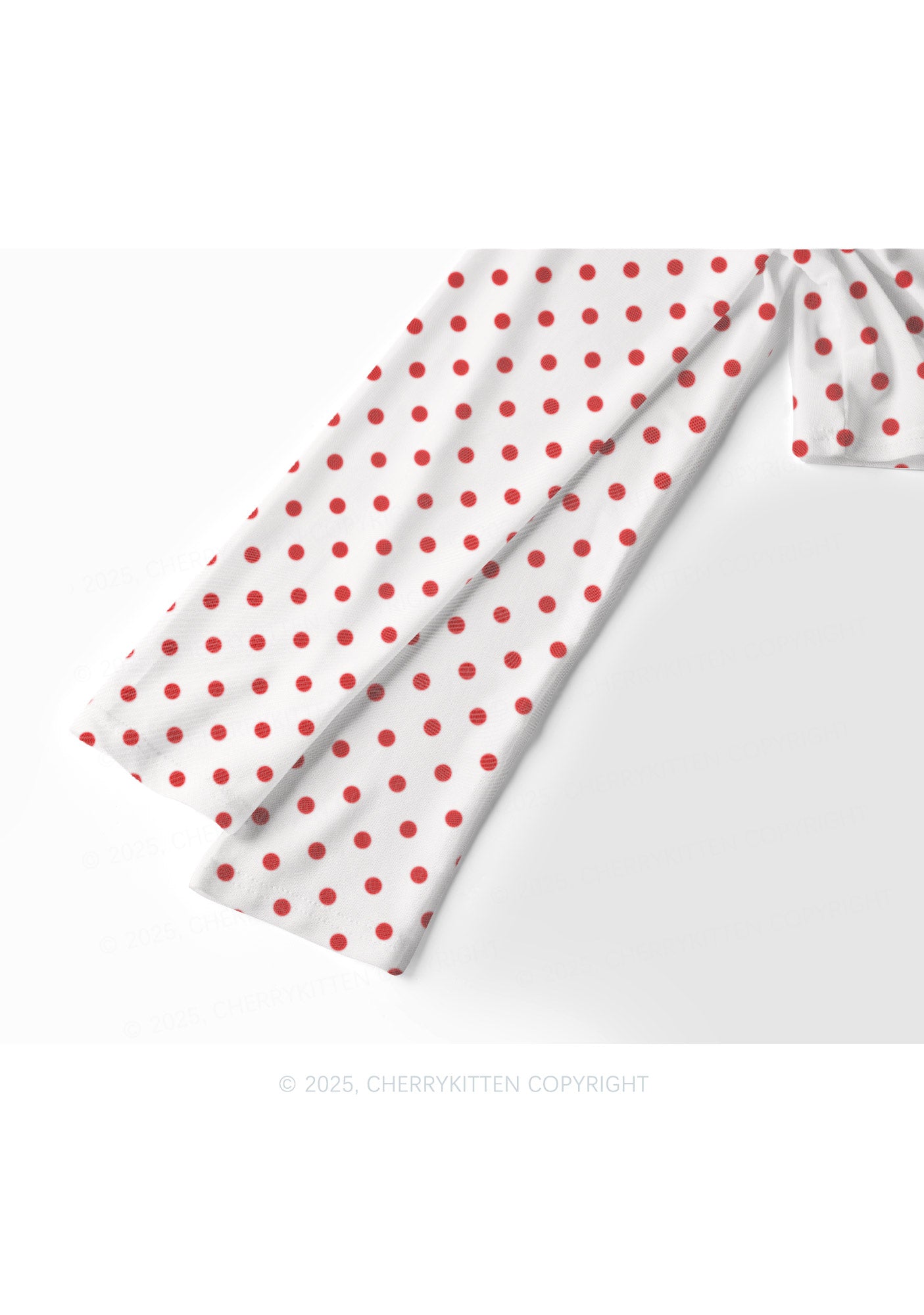 Dots Red Corset Y2K Mesh Long Sleeve Crop Top Cherrykitten