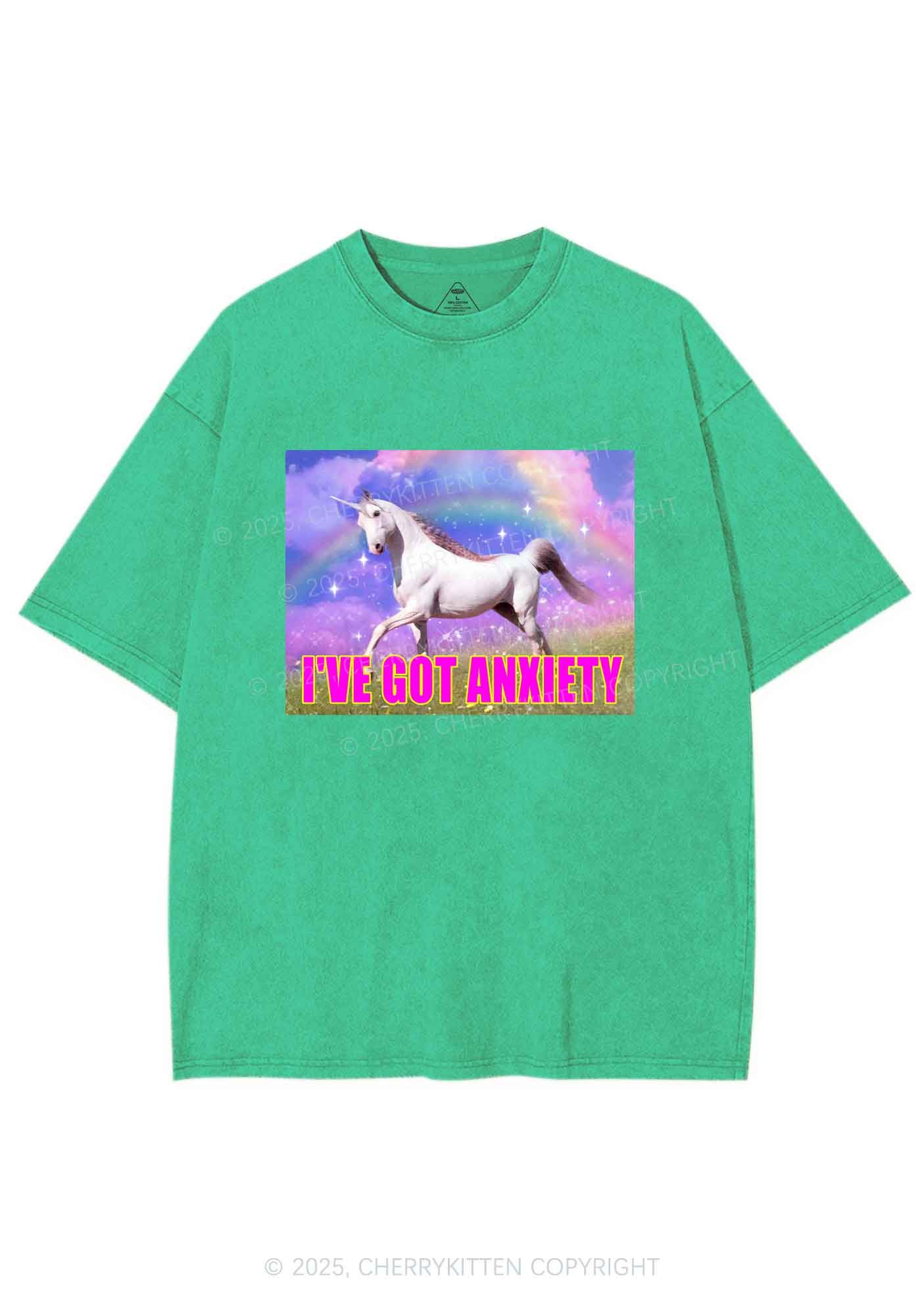 I've Got Anxiety Y2K Shirts Washed Tee Cherrykitten