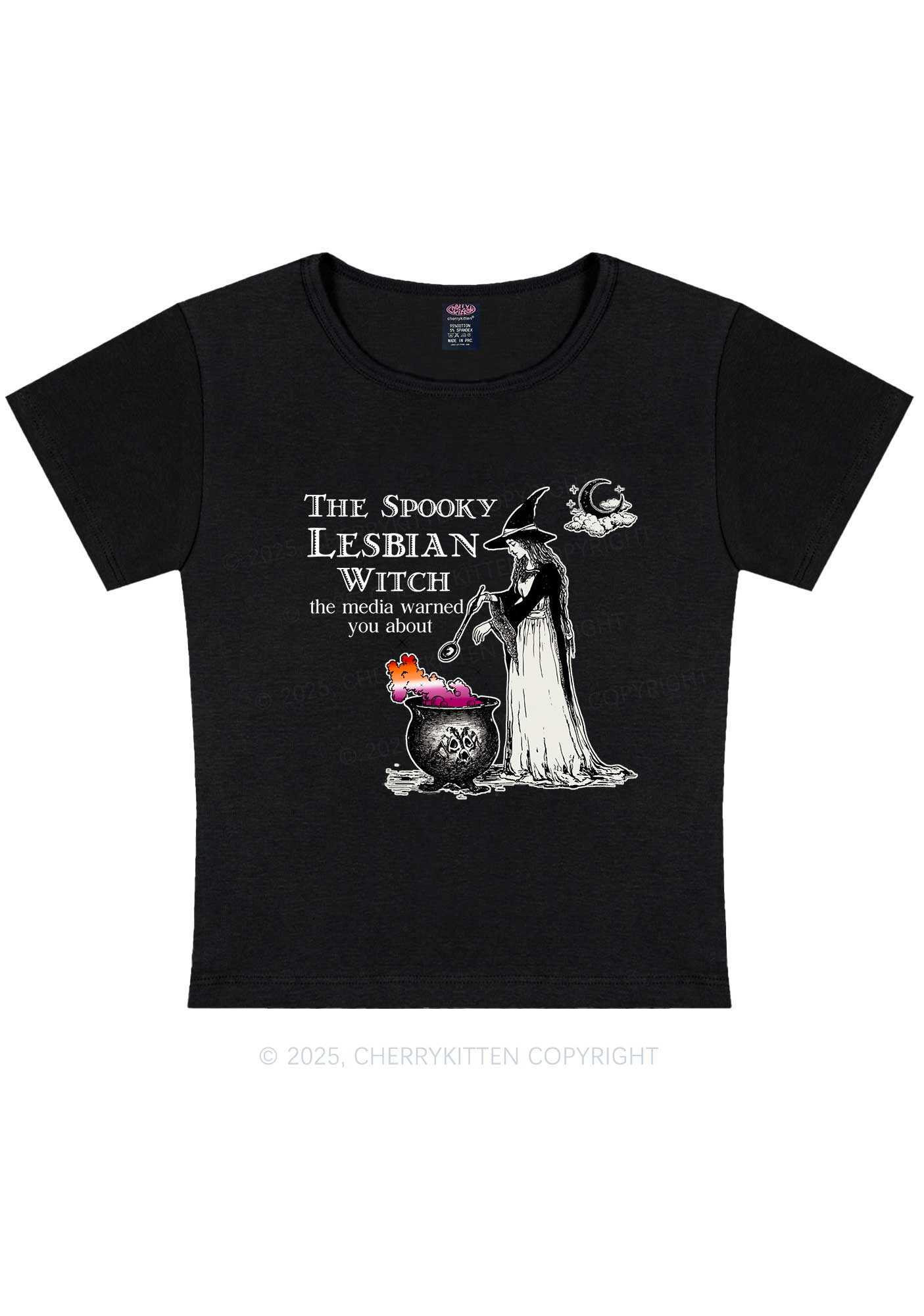 The Spooky Lesbian Witch Y2K Baby Tee Cherrykitten