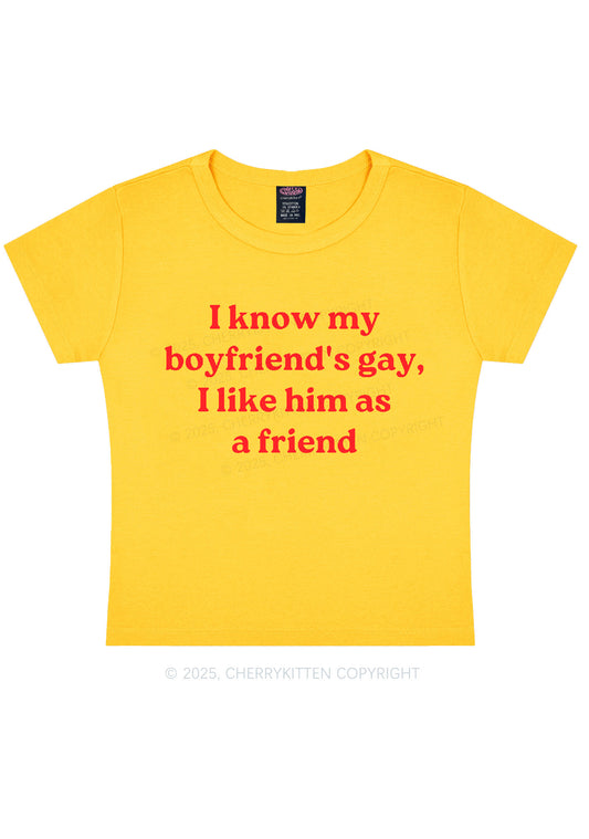 I Know My BF Is Gay Pride Y2K Baby Tee Cherrykitten