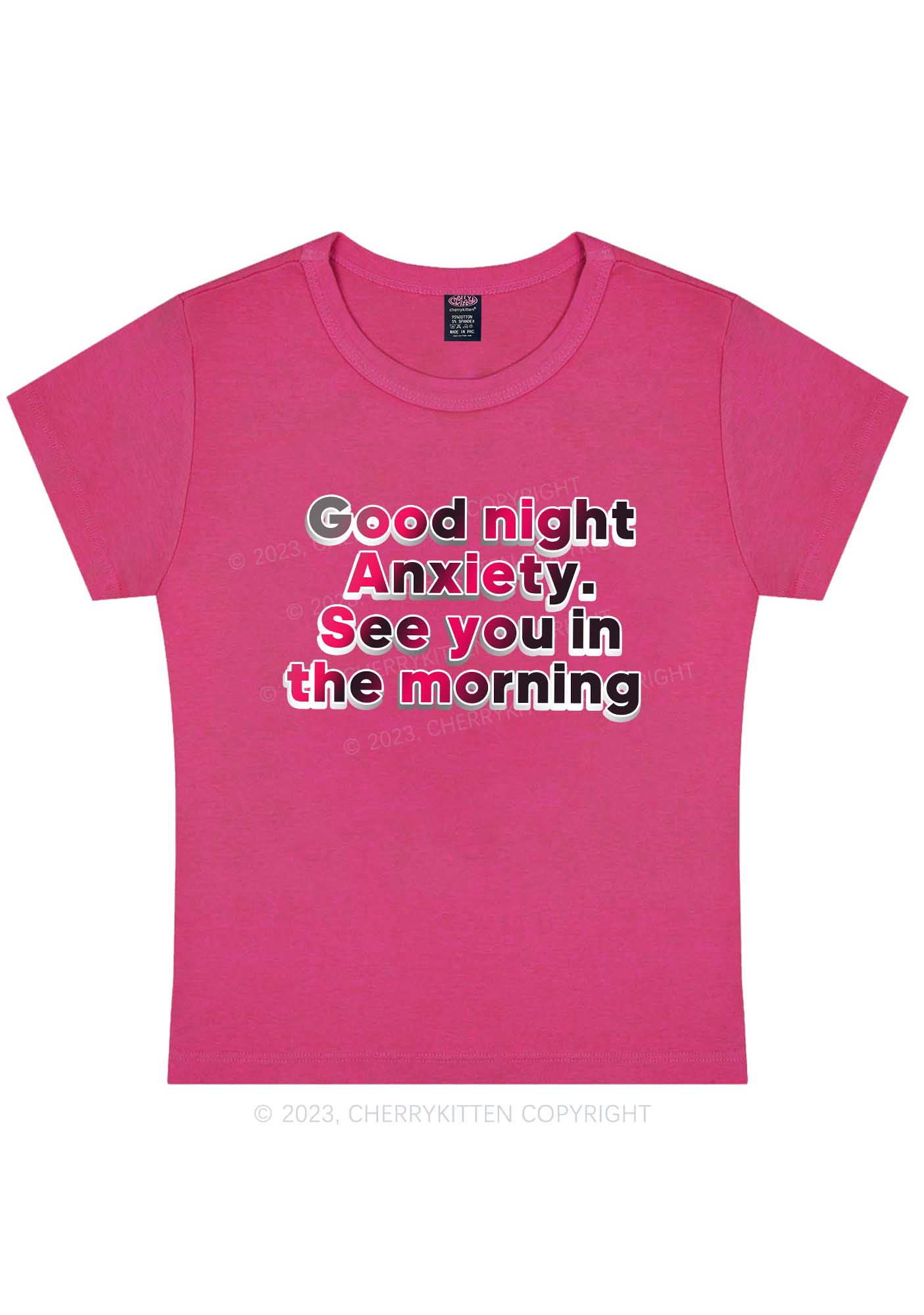 Curvy Good Night Anxiety See You Morning Y2K Baby Tee Cherrykitten
