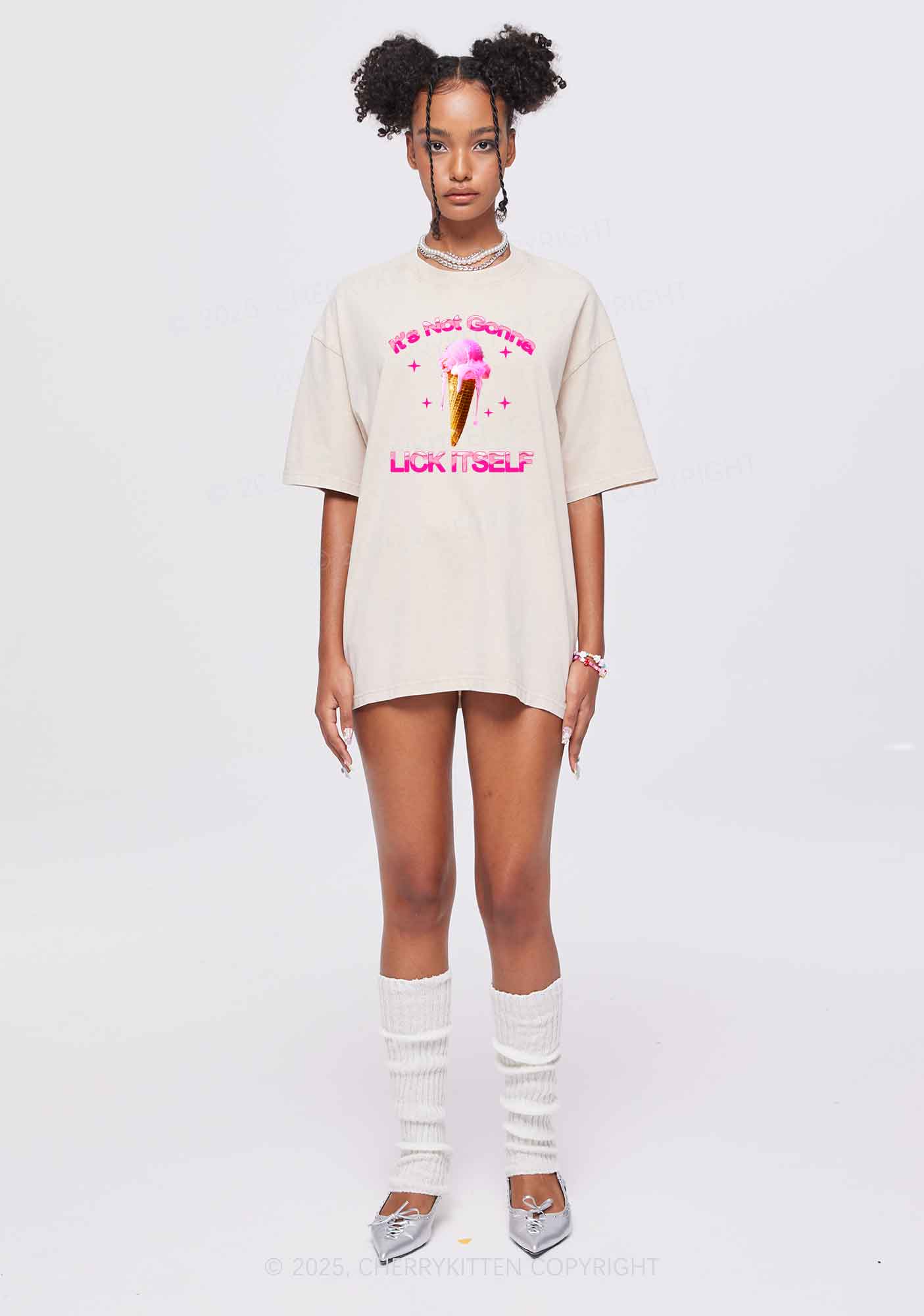 Ice Cream Lick Itself Y2K Shirts Washed Tee Cherrykitten