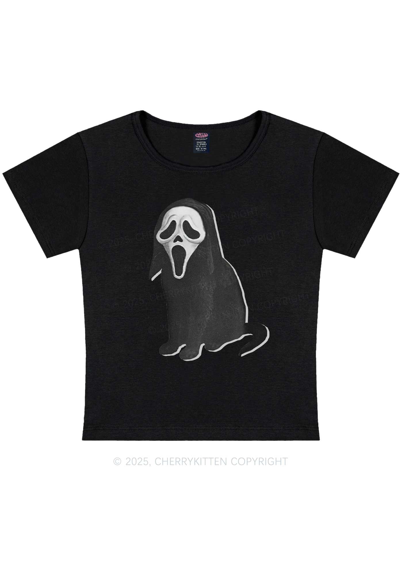Halloween Ghostcat Y2K Baby Tee Cherrykitten